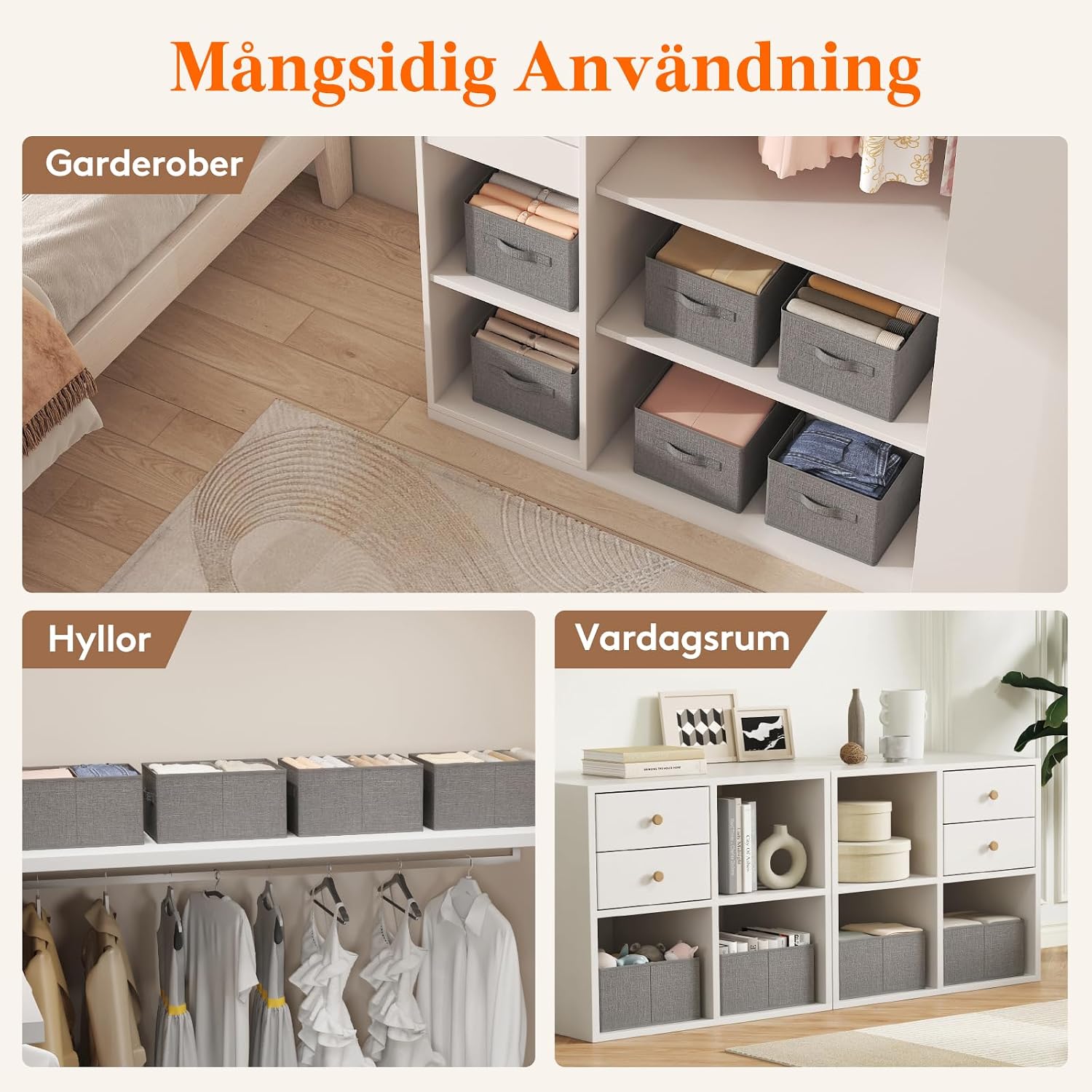 Detalle de Lifewit LH24233.01FG.V1.M01 förvaringslådor, 4-pack med avdelare
