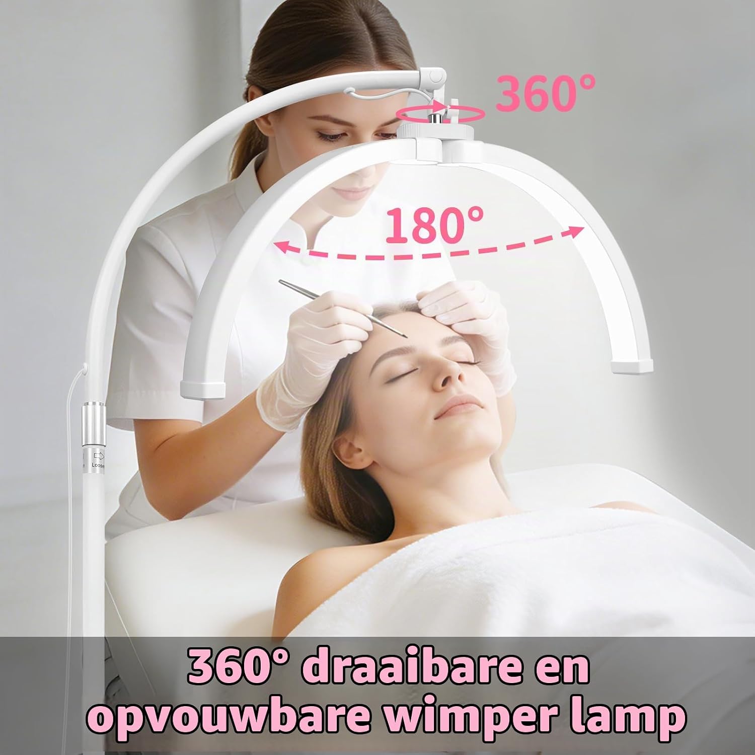 Thumbnail 1 de CGBE F-550 halvemaanvormige LED-wimperlamp met telefoonhouder, dimbaar, 30 W