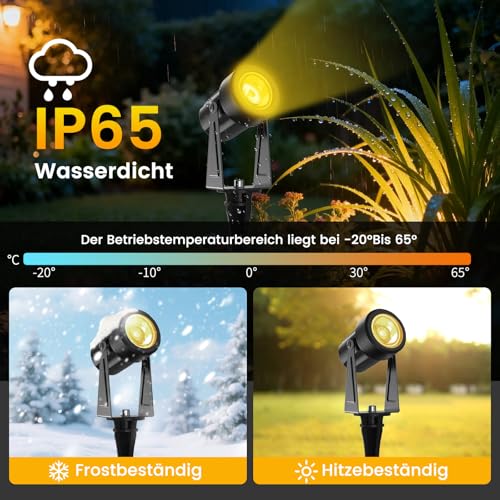 Thumbnail 6 de Gartenbeleuchtung mit Netzbetrieb 35 m, 3 W × 10Stück – LONIUTO IP65 Außenstrahler, 3000K Warmweiß, Fernbedienung
