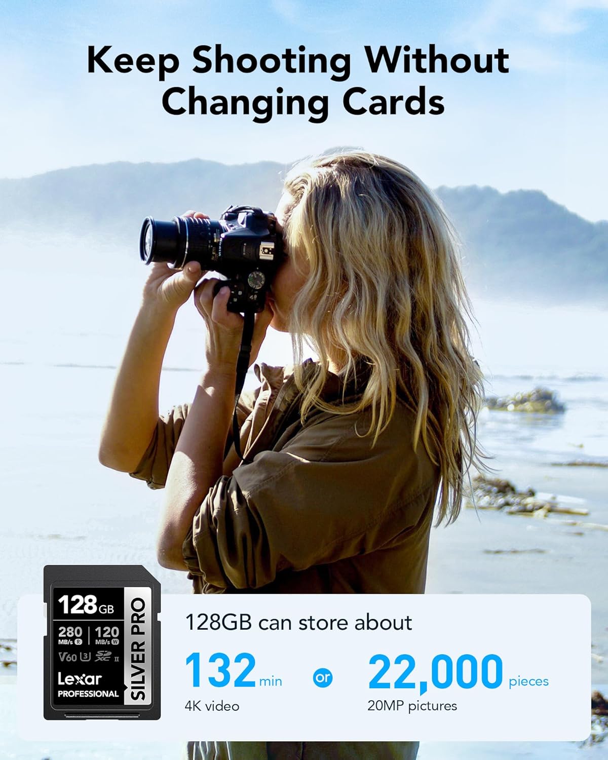 Thumbnail 1 de Lexar 128GB (2-Pack) Professional Silver PRO SD Card (LSDSIPR128G-B2NNU)