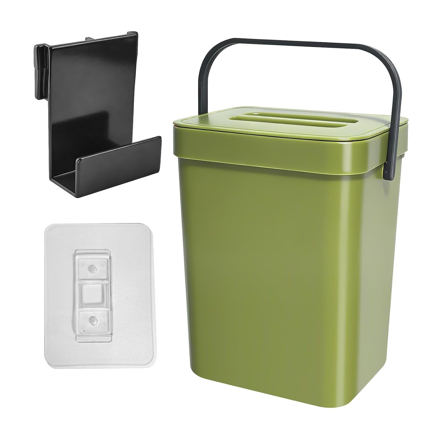 Detalle de LINLINOI hangende afvalemmer van 5 liter met deksel, groen