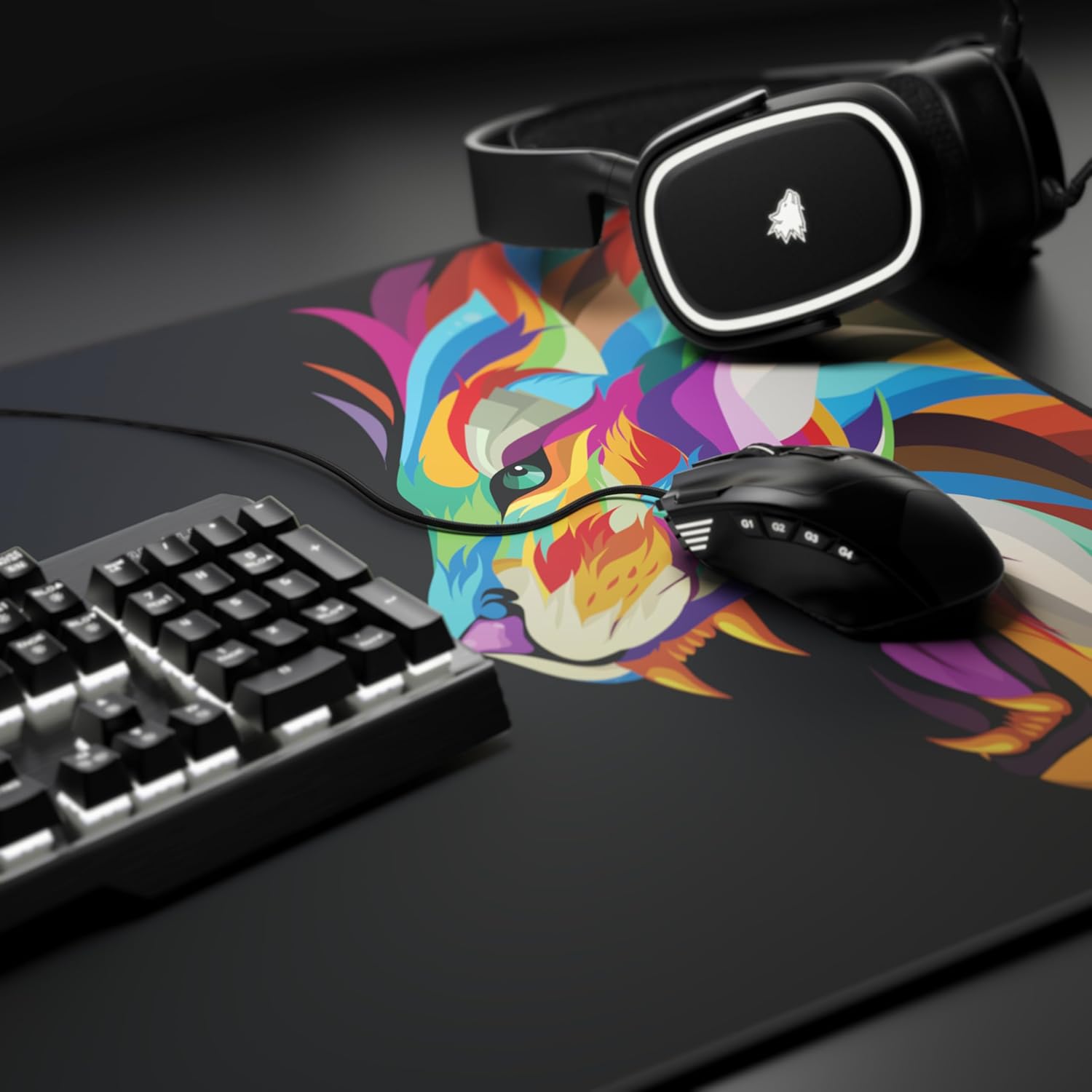 Thumbnail 4 de TITANWOLF XXL Speed Gaming Mouse Mat (900 x 400 x 3mm) – Lion 2 design