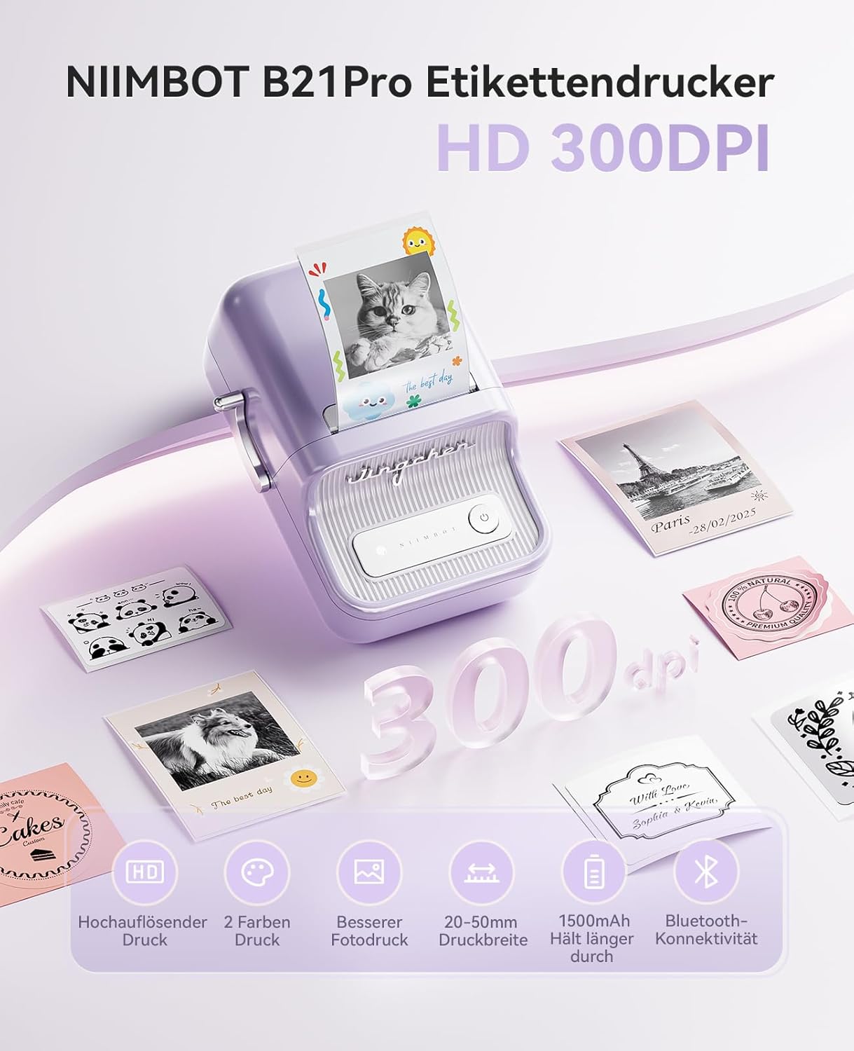 Thumbnail 1 de NIIMBOT Etikettendrucker B21 Pro – 300 dpi für farbigen Fotodruck und vielseitige Etiketten