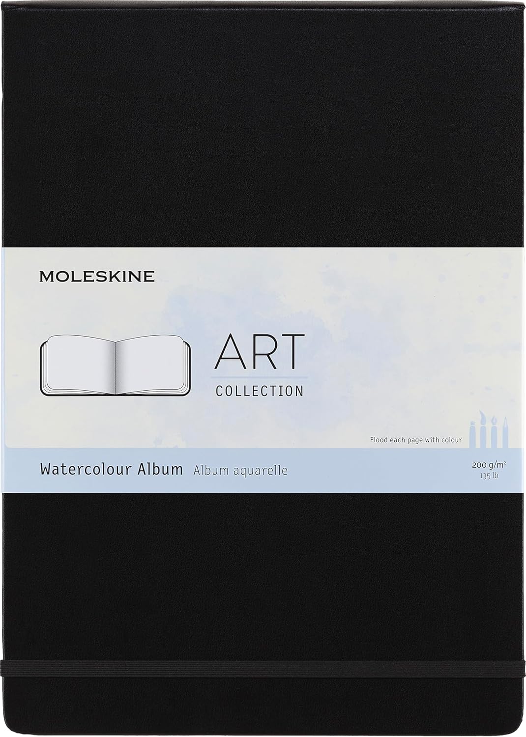 Detalle de Moleskine Art Watercolour Album & Notebook A4 da 60 pagine: blocco da disegno con chiusura elastica, carta acquerellabile