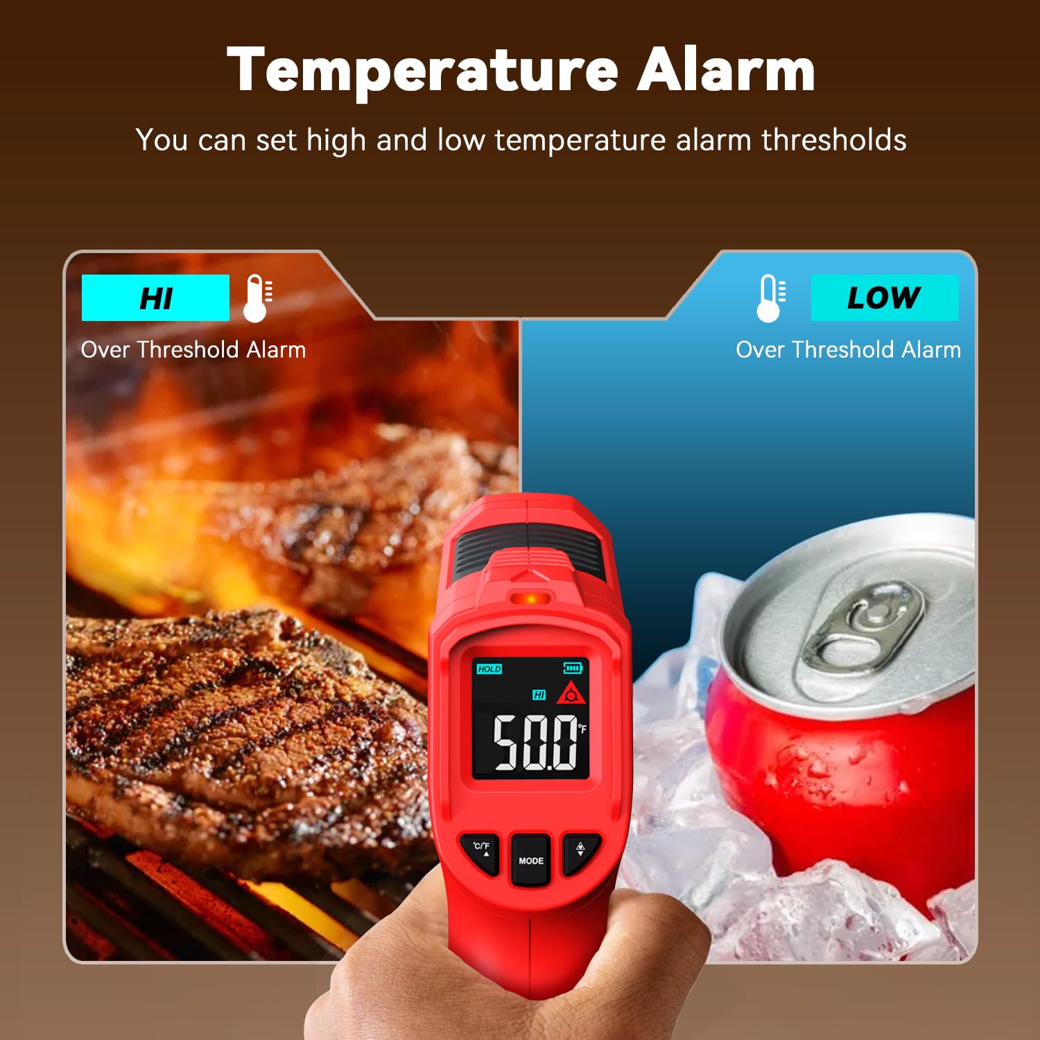 Detalle de Wintact Laser Infrared Thermometer Gun WT313B — Non-Contact Temperature Measurement from -50℃ to 950℃