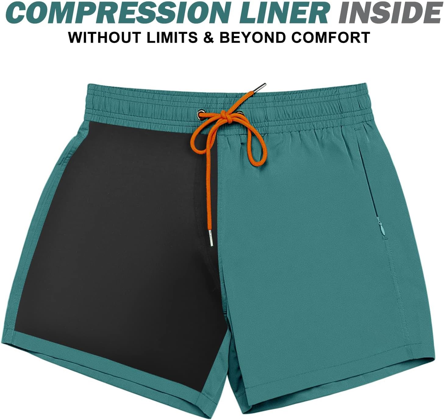 Detalle 2 de BRISIRA 5-Inch Swim Trunks with Compression Liner and Zipper Pockets