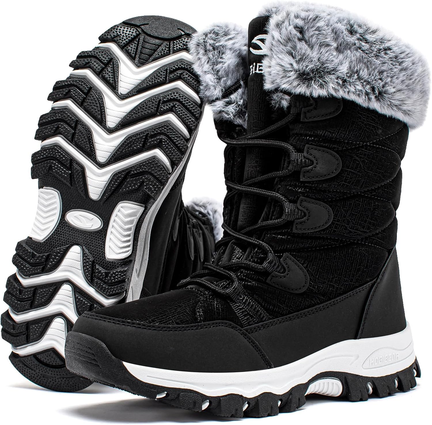 Detalle 2 de HOBIBEAR Women's Waterproof Winter Snow Boots, Faux Fur Lining, Mid-Calf