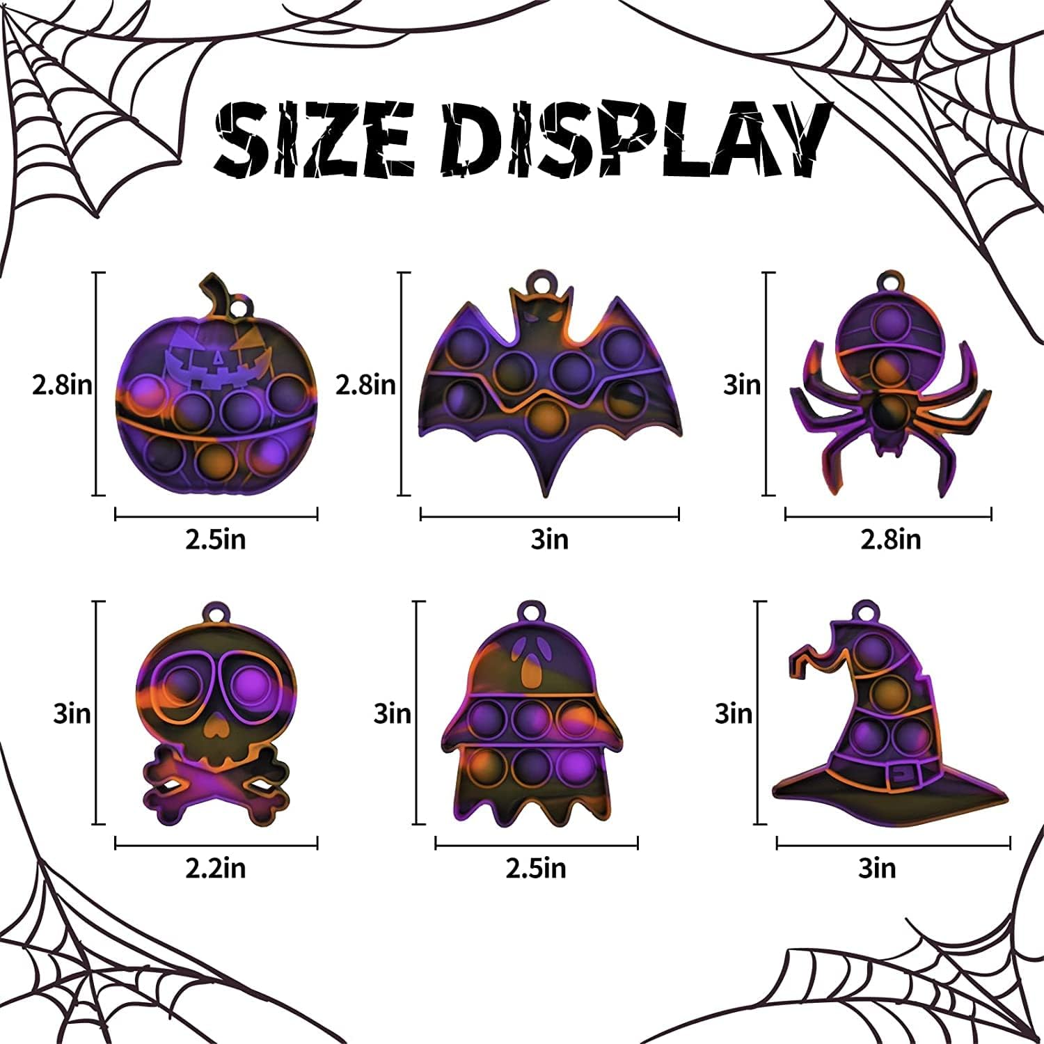 Detalle 2 de SUNOWE 123 Halloween Mini Push Pop Fidget Toys, 24-Piece Silicone Set