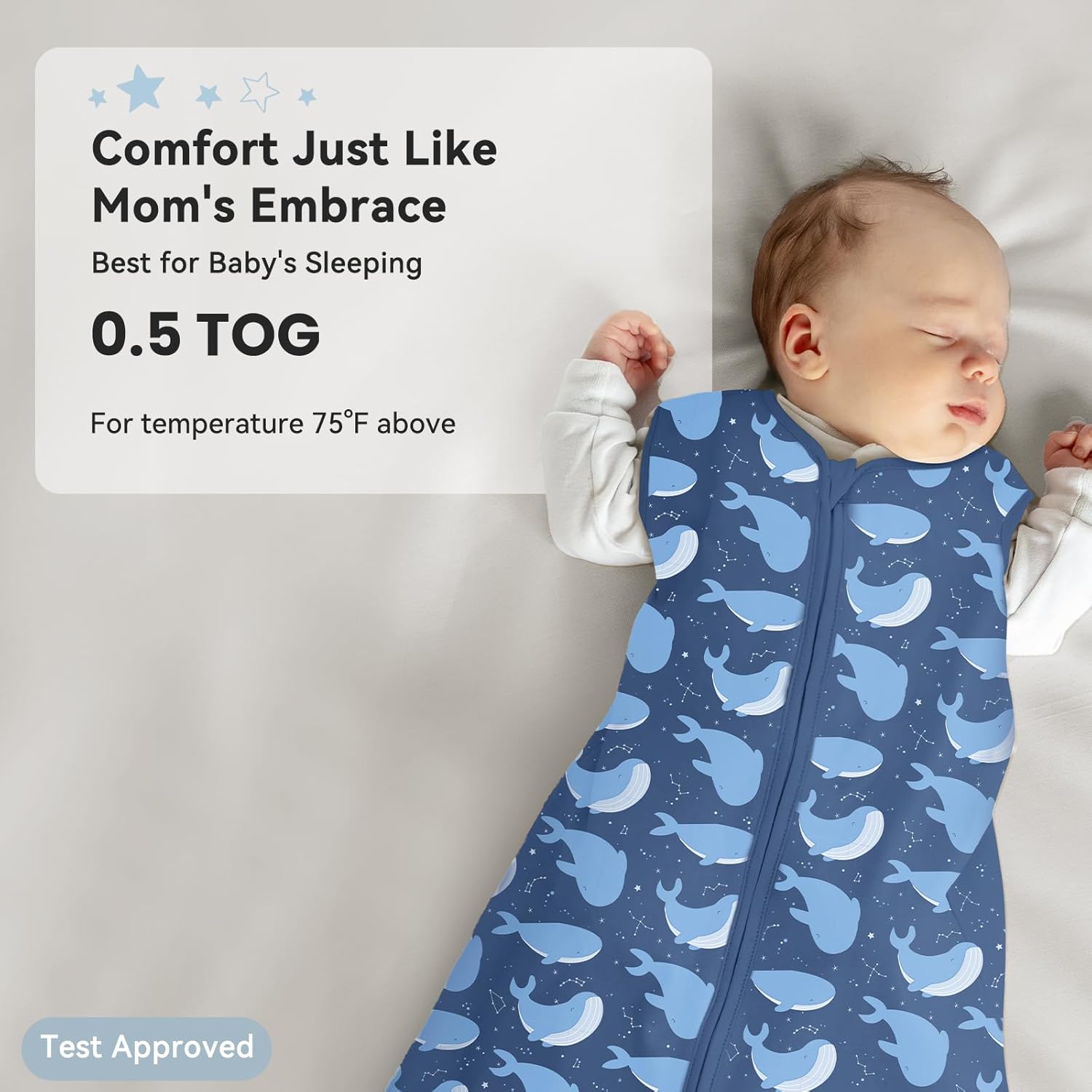 Thumbnail 4 de Unnivoll 3er Pack Schlafsack Baby Sommer 0.5 Tog – 100% Baumwolle, 84 cm, Blau (Hai) für Jungen/Mädchen