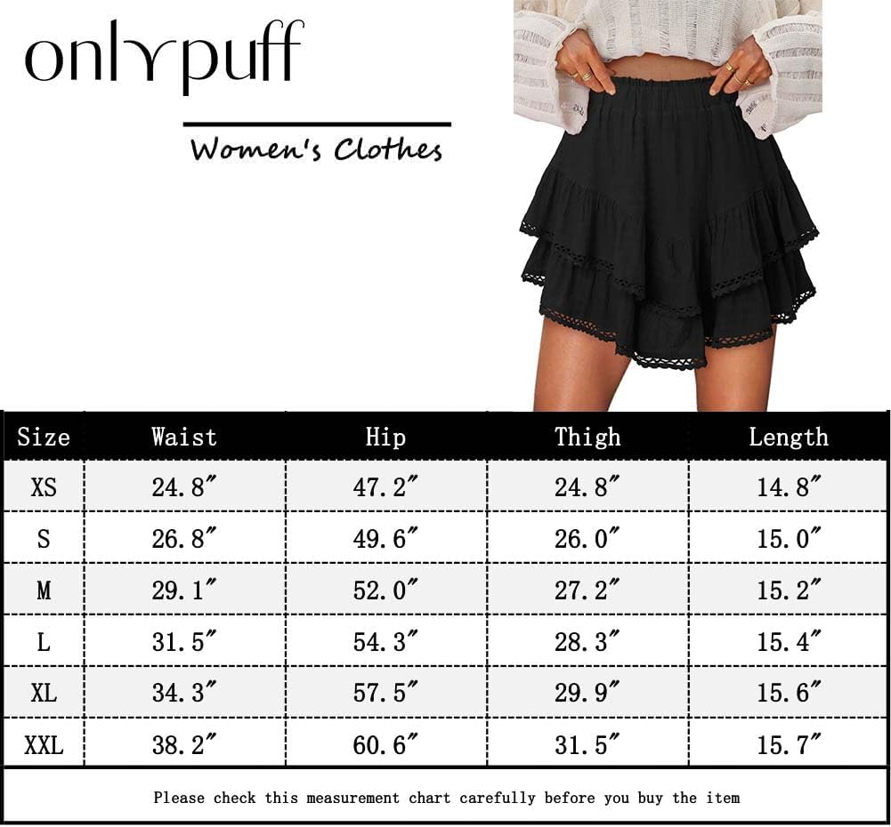 Detalle 2 de onlypuff Ruffle Mini Skort Shorts, High-Waisted and Double-Layered