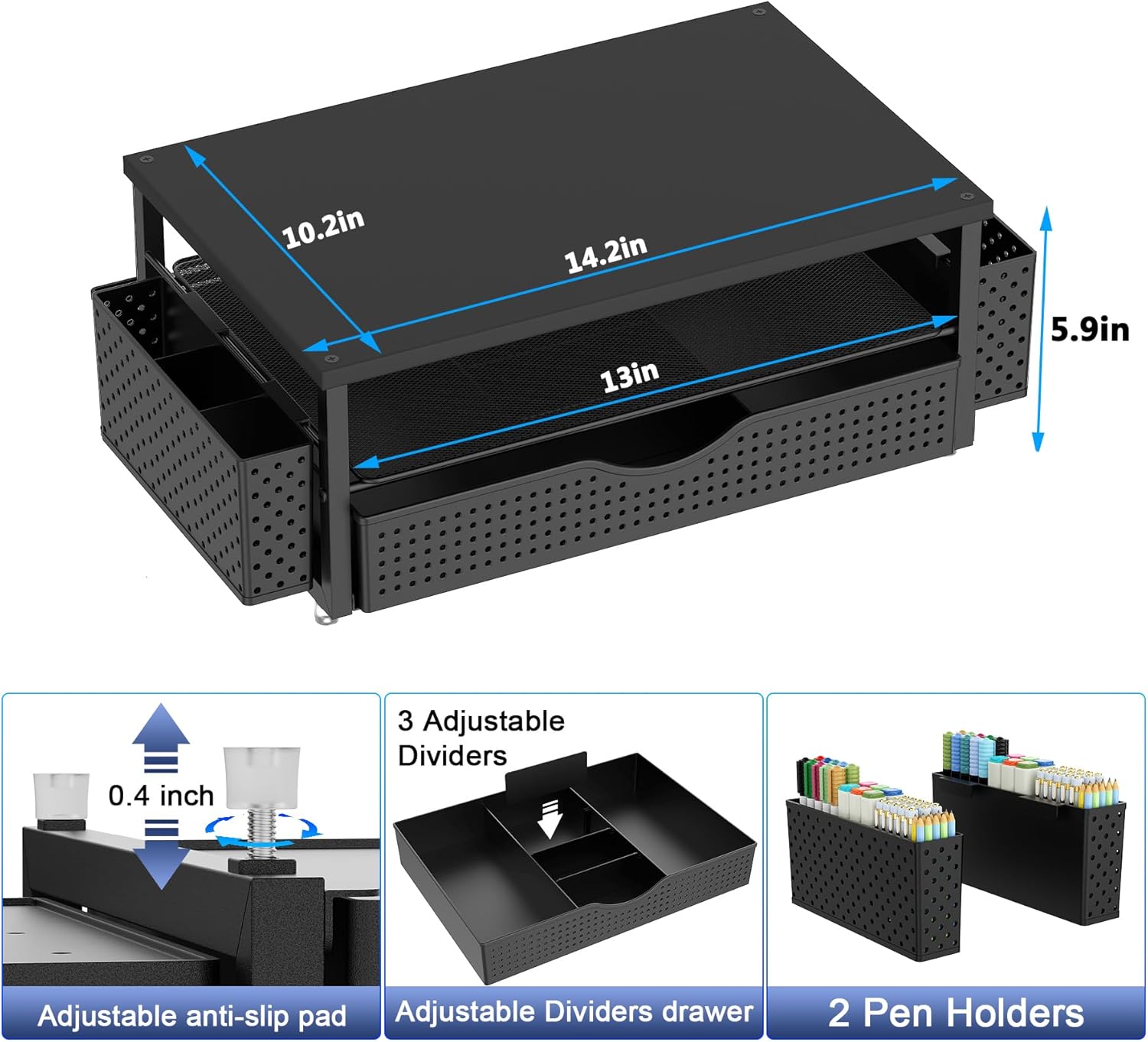 Thumbnail 4 de Spacrea Desk Organizer Monitor Stand with Drawer 🗄