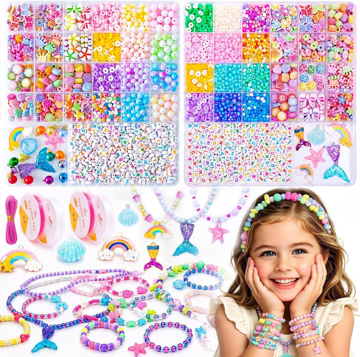 Detalle de MiuCo Kids’ Jewellery-Making Kit, 2 Kits with 4,600+ Beads and Charms