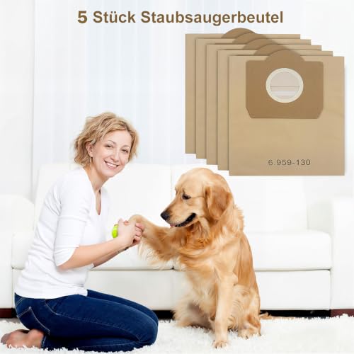 Thumbnail 6 de 5 Stück WD3 Staubsaugerbeutel für Kärcher 6.959-130.0 von Fishoney – kompatibel mit WD3/SE4001/SE4002