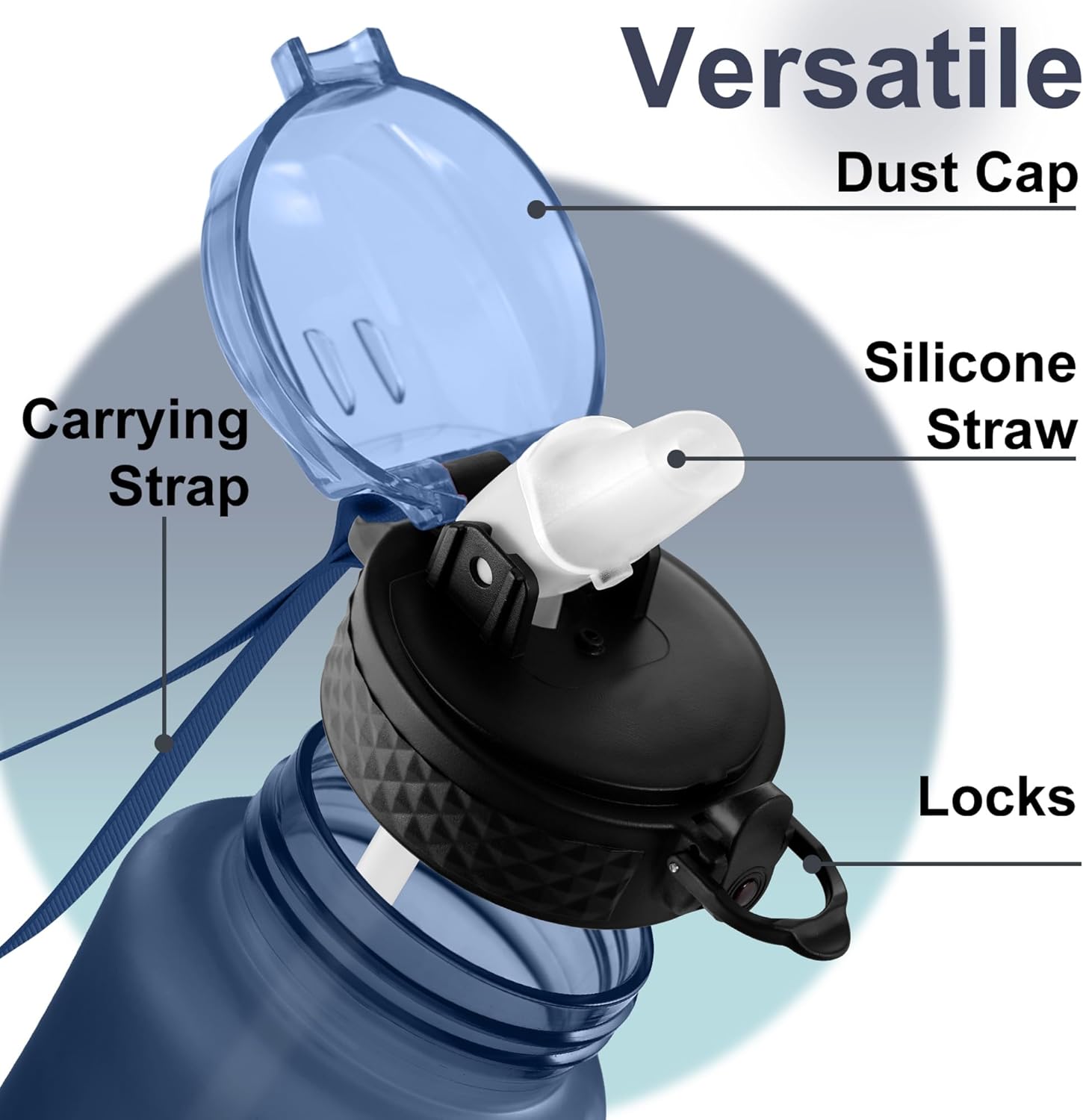 Thumbnail 2 de GOPPUS 350ml Kids Tritan Water Bottle with Straw, Flip Top Lid & Strap (Leakproof, BPA-free)