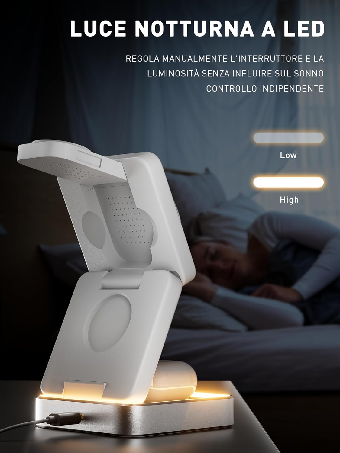 Thumbnail 2 de tigratigro Caricatore Wireless 3 in 1 pieghevole con MagSafe (argento) per iPhone 16/15/14/13/12, Apple Watch e AirPods