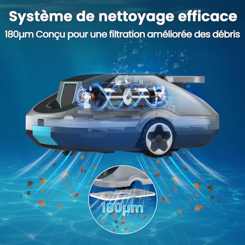 Detalle de Robot Piscine Bocxi sans Fil — Nettoyage autonome, 200 minutes d’autonomie