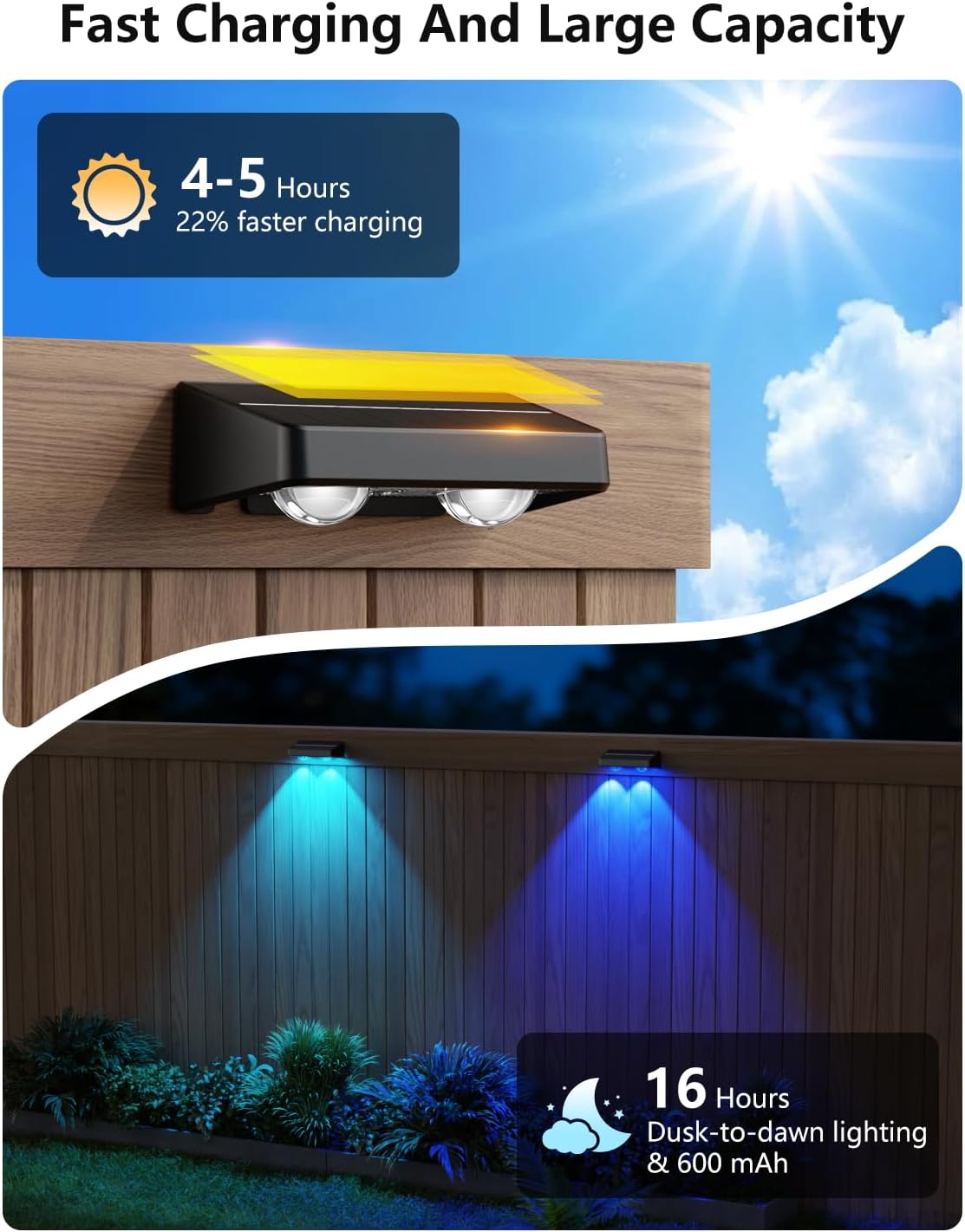 Thumbnail 3 de nibuuecer Solar Fence Lights (8 Pack) with 9 Colours and 11 Lighting Modes, IP65 Outdoor Waterproof