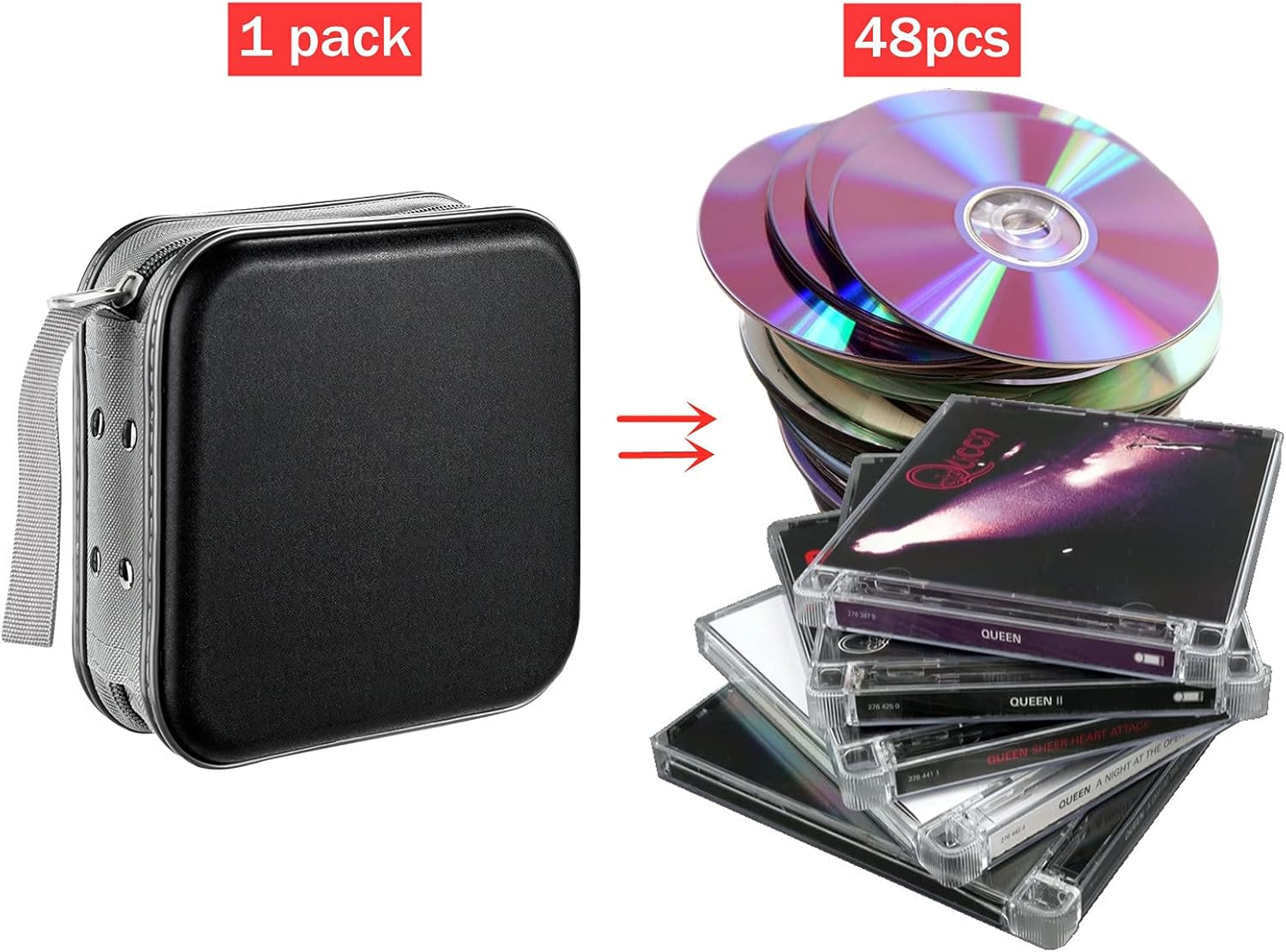 Detalle 2 de LIOVODE DVD-Tasche, 48 Kapazität – Hartplastik-Schutz, wasserdicht und kompakt