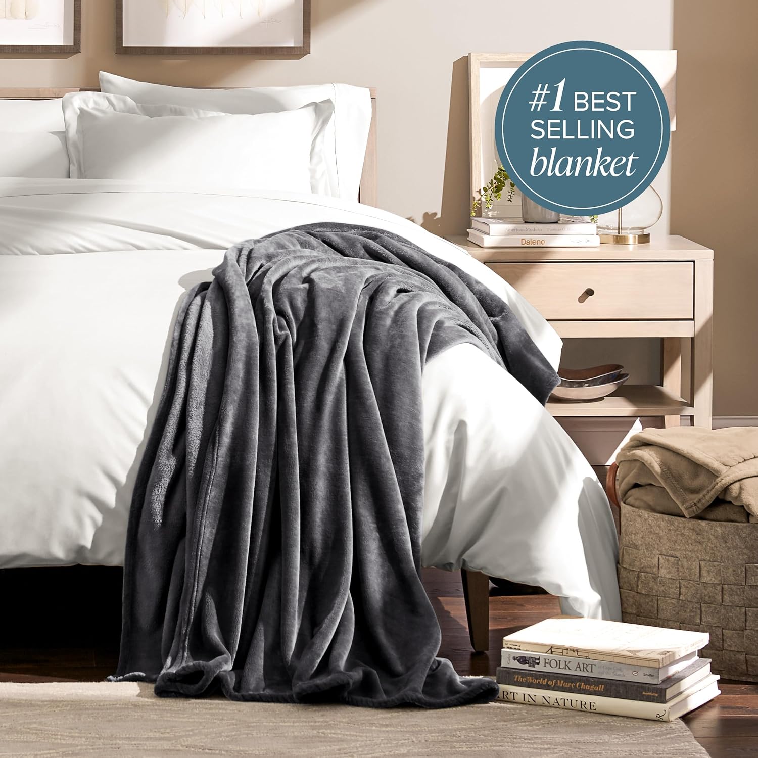 Thumbnail 2 de Bare Home Fleece Blanket - Twin/Twin XL (Grey) – Ultra-Soft Microplush Lightweight Warmth