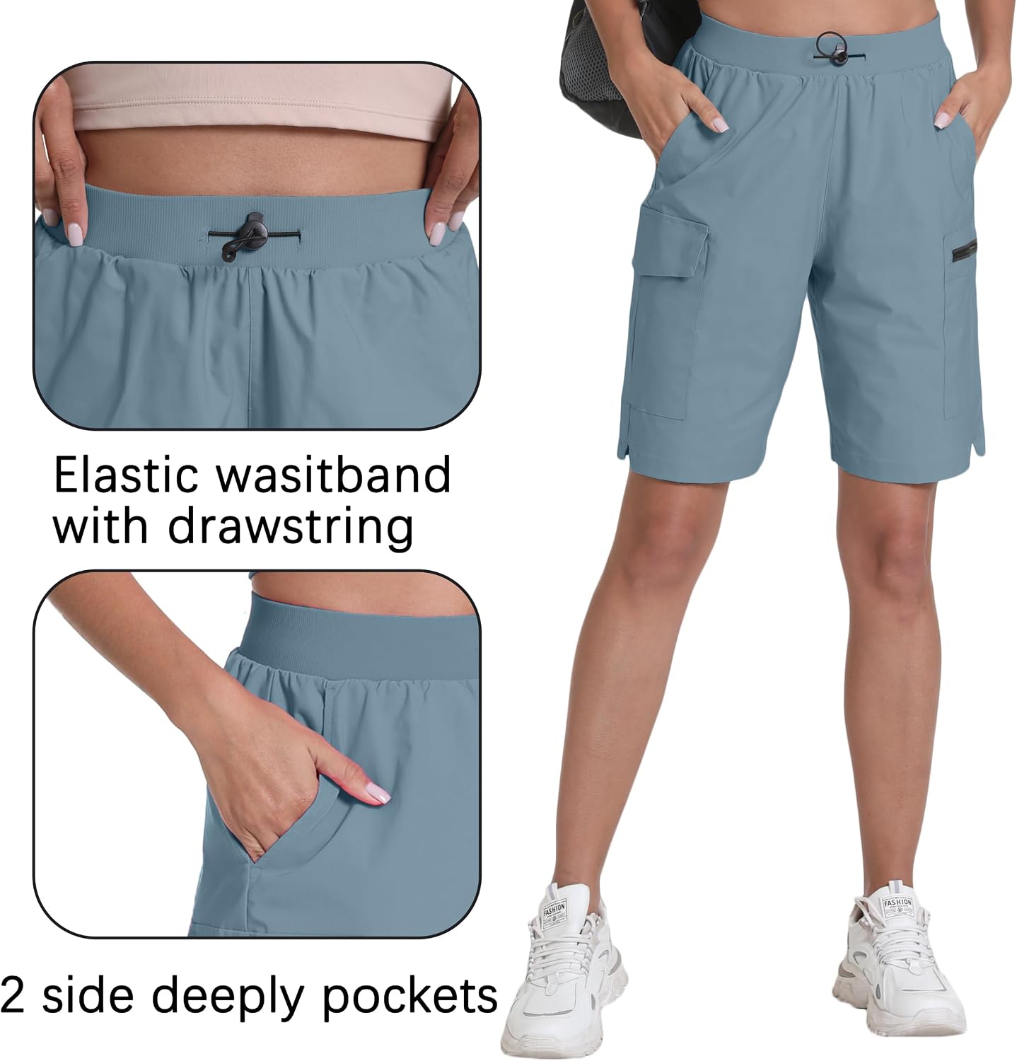Detalle de zsenoxaxi Women's Hiking Cargo Shorts, Lightweight Quick-Dry with 4 Pockets