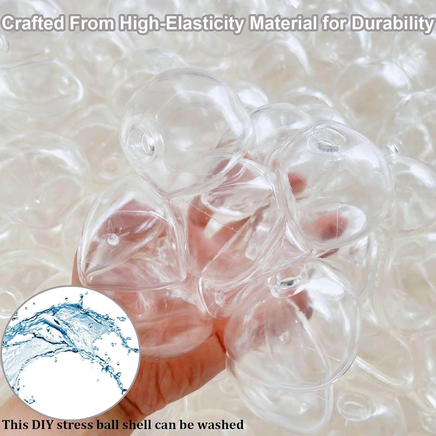 Detalle 2 de VIVIMAGIS DIY Stress Ball Making Kit, 15 Clear TPR Shells, Pump and Expander