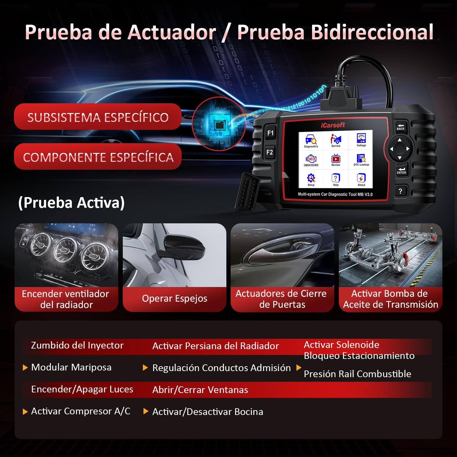 Thumbnail 3 de iCarsoft MB V3.0 OBD2 Escáner Bidireccional