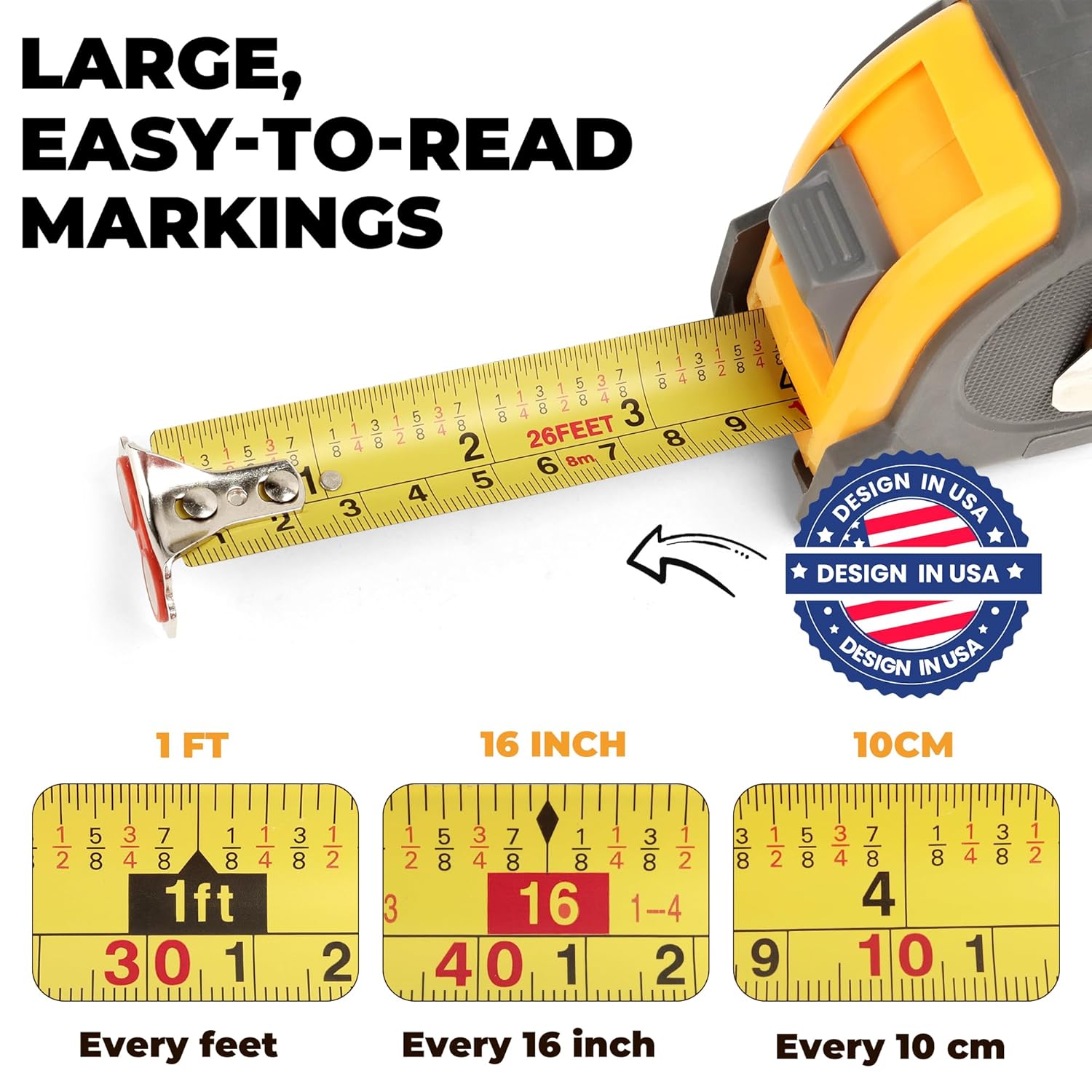 Detalle de MulWark 8m tape measure Dual-scale, magnetic hook 📏