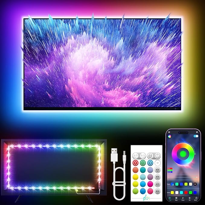Detalle de KANTUTOE 5m RGB TV LED Strip, Music Sync, Bluetooth, Remote