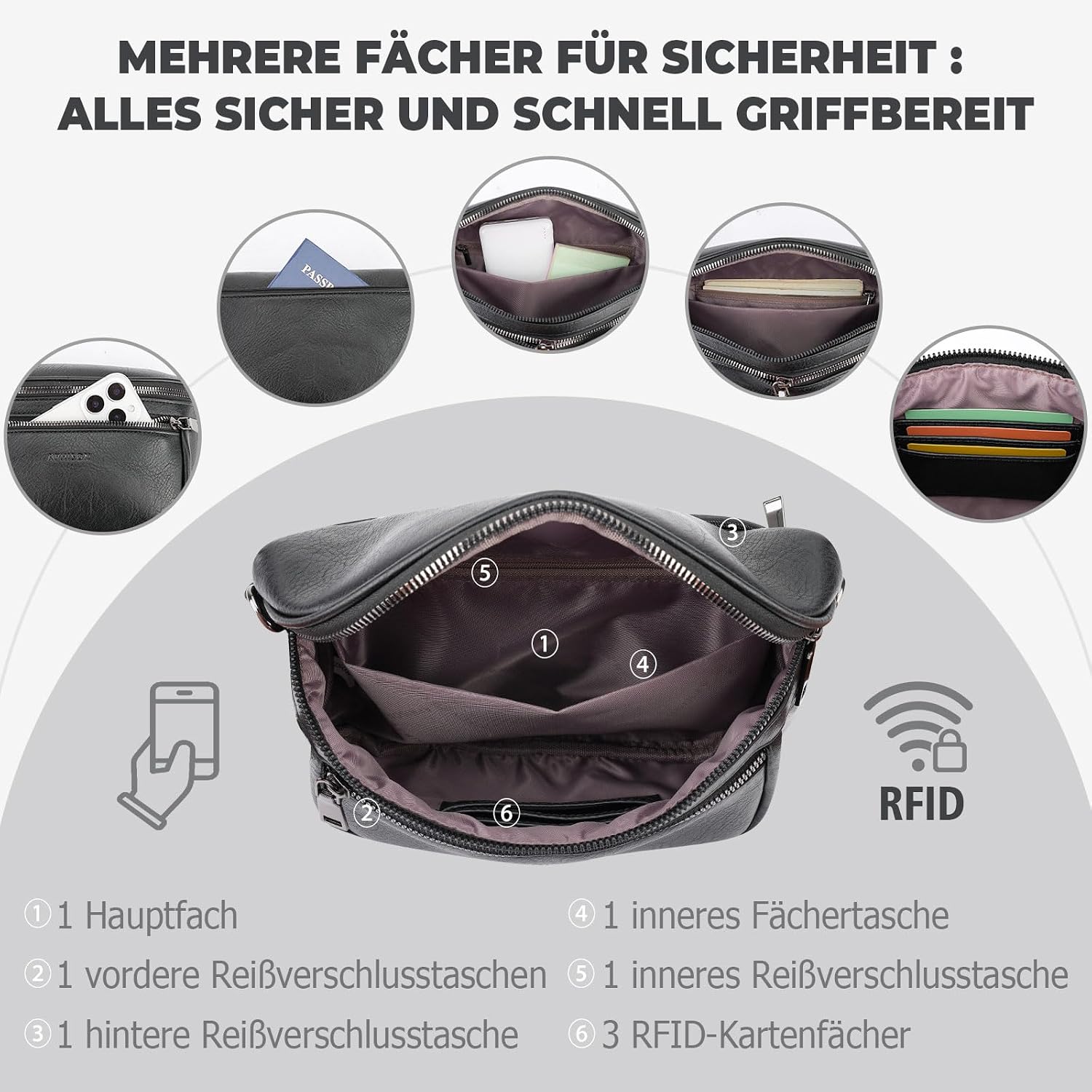 Detalle 2 de APHISON Damen Bauchtasche 68 bis 110 cm