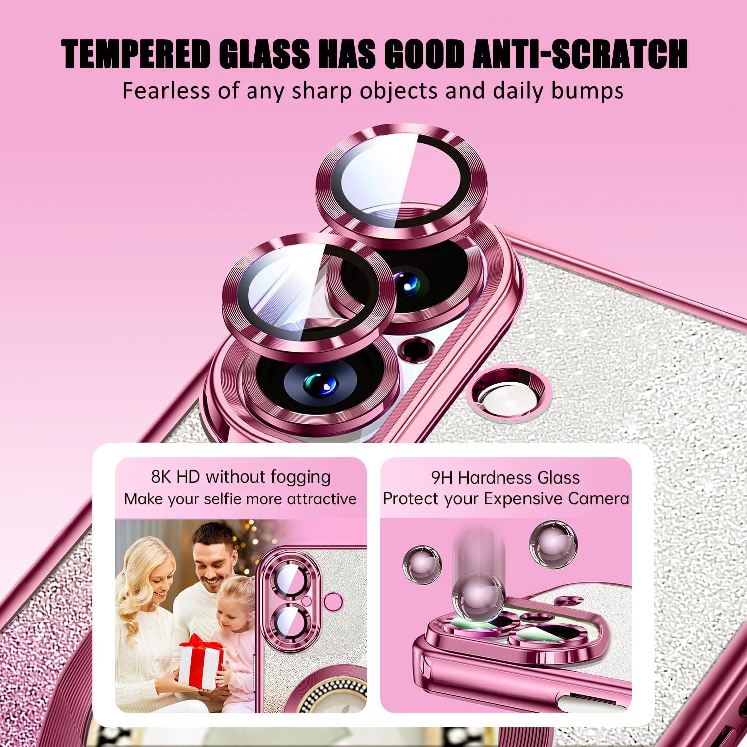 Thumbnail 3 de Misscase Glitter Case for iPhone 17 (Pink) – Magnetic, Full Protection