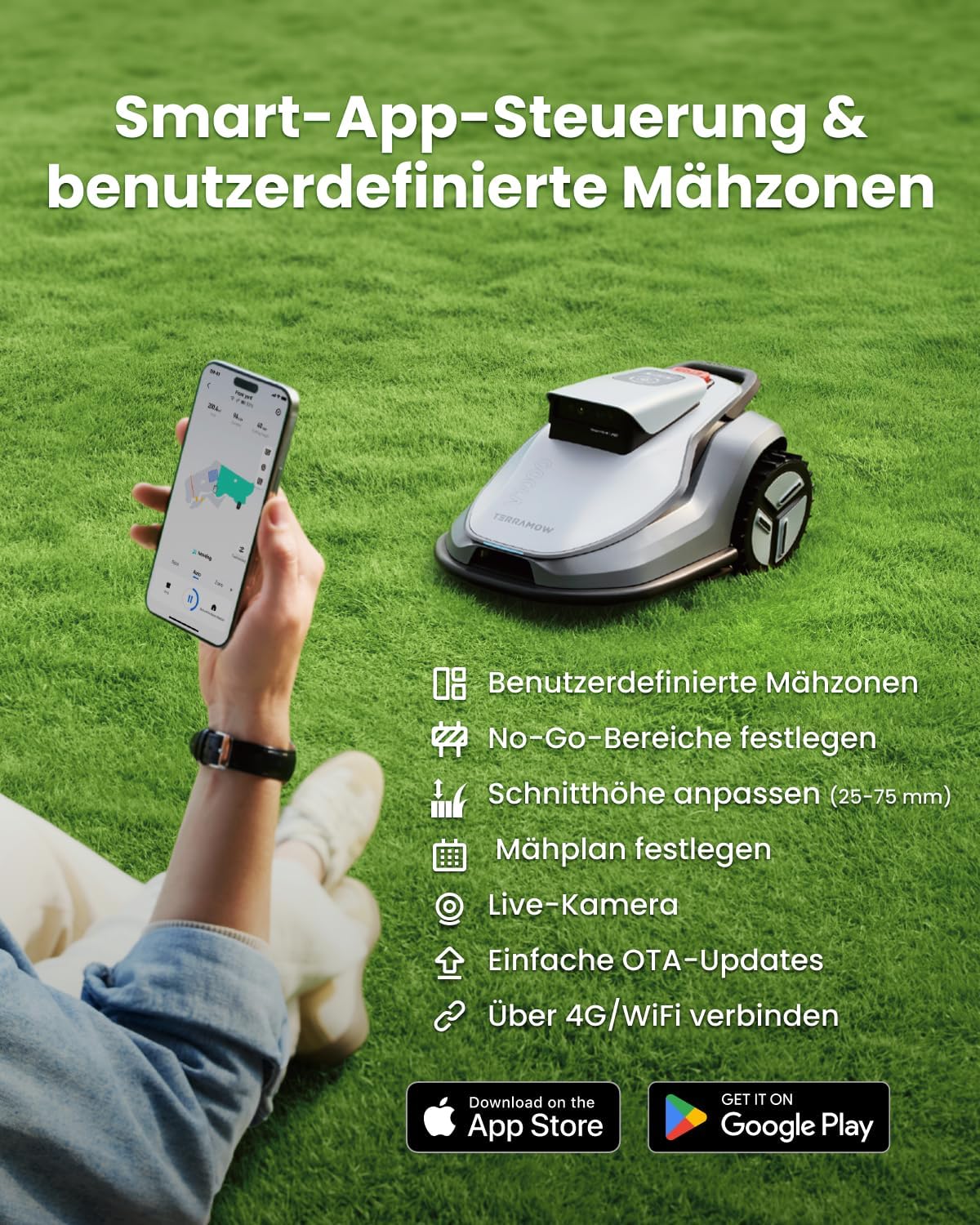 Detalle de TerraMow V600 Mähroboter – kabellos, KI-Vision-Navigation, bis 600 m²