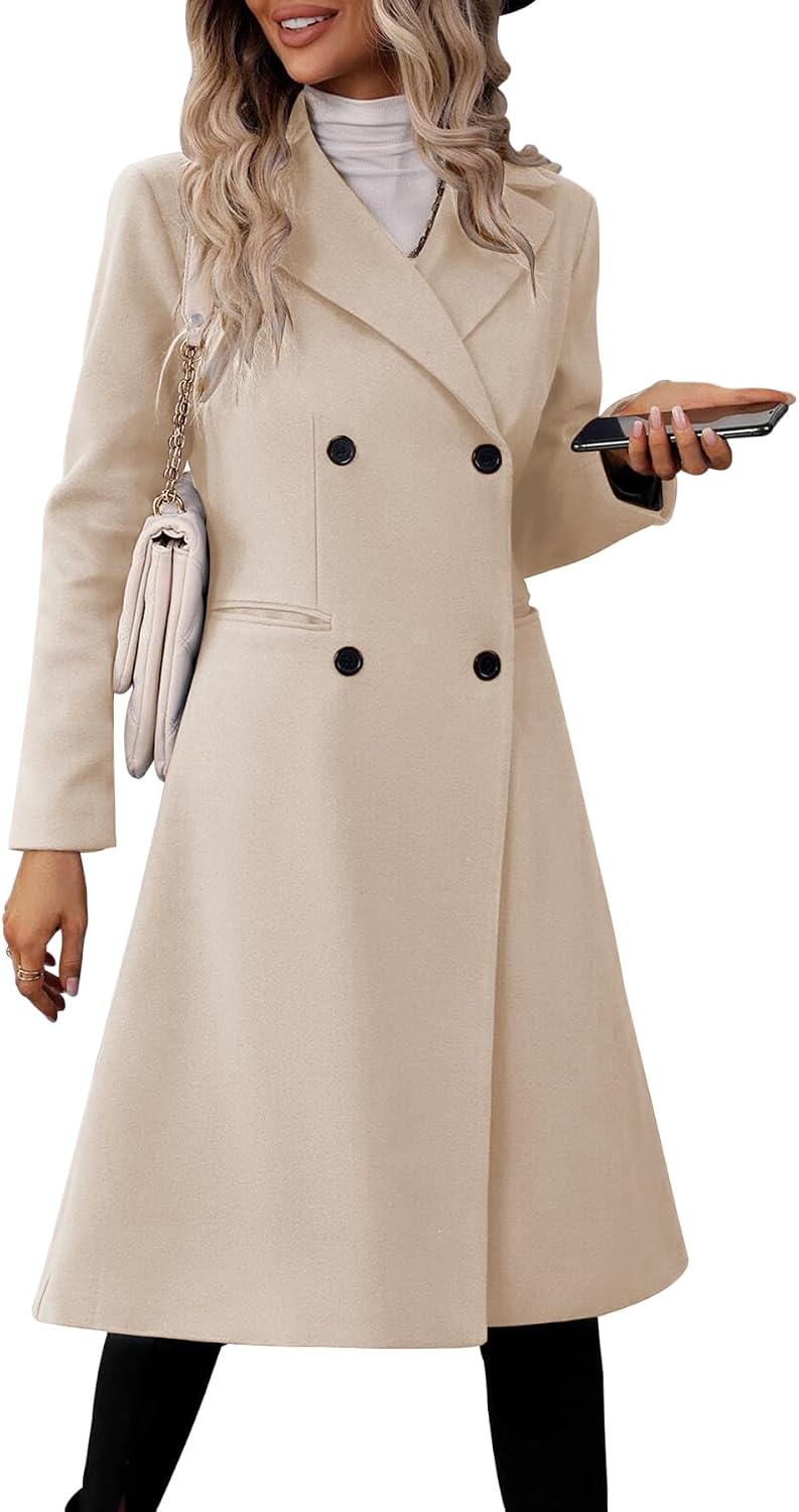 Detalle de Danedvi Womens Long Double-Breasted Pea Coat