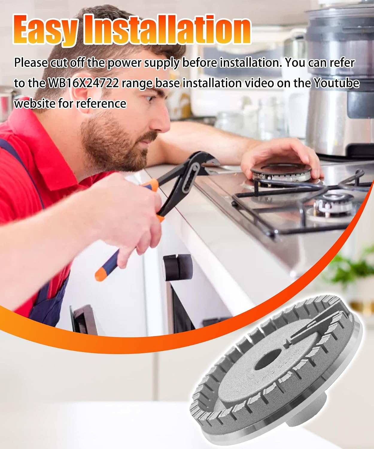 Detalle 1 de GIBACAD WB16X24722 Extra-Large Gas Range Surface Burner Base