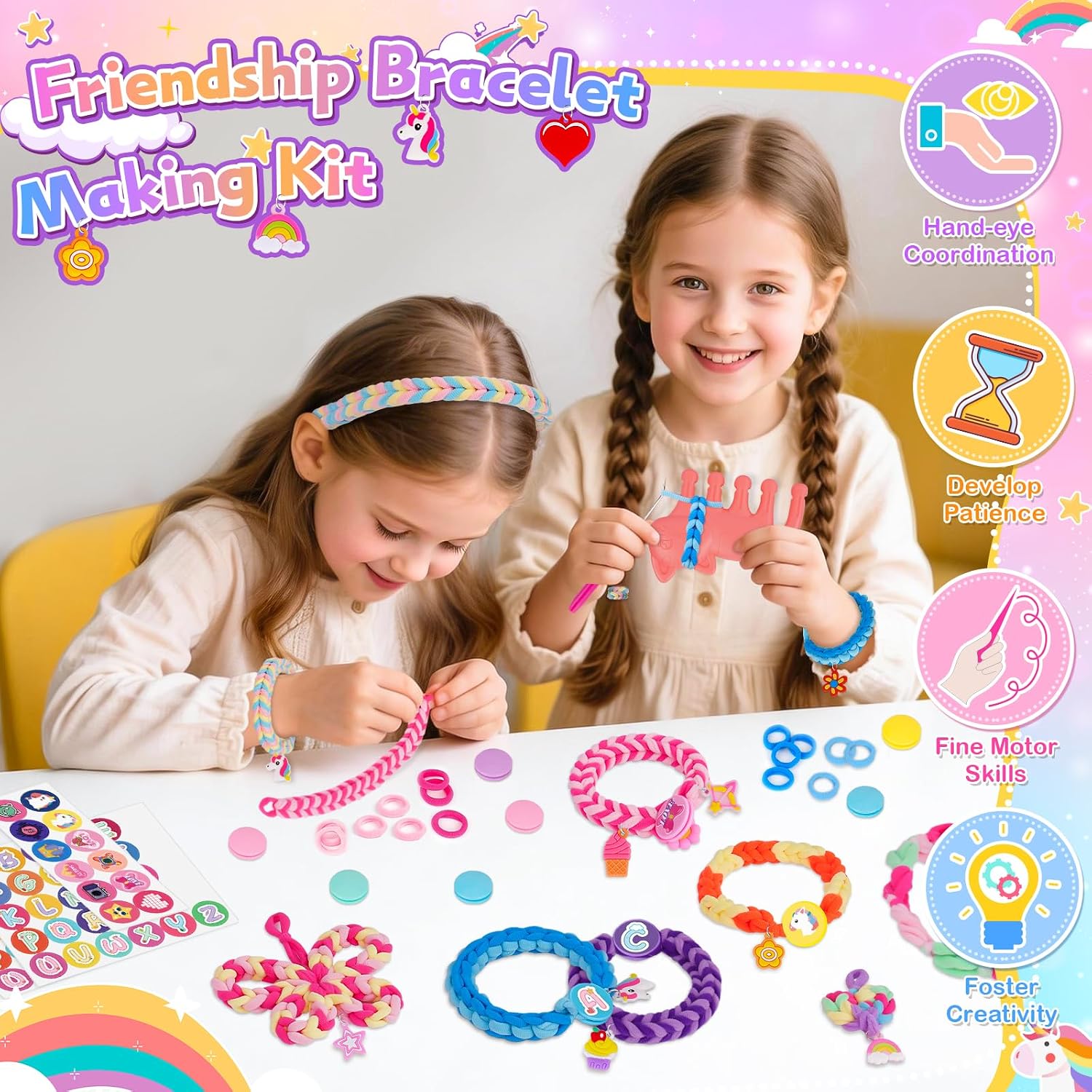 Detalle 2 de Arts and Crafts for Kids: Friendship Bracelet Making Kit for 5–12 Year Old Girls
