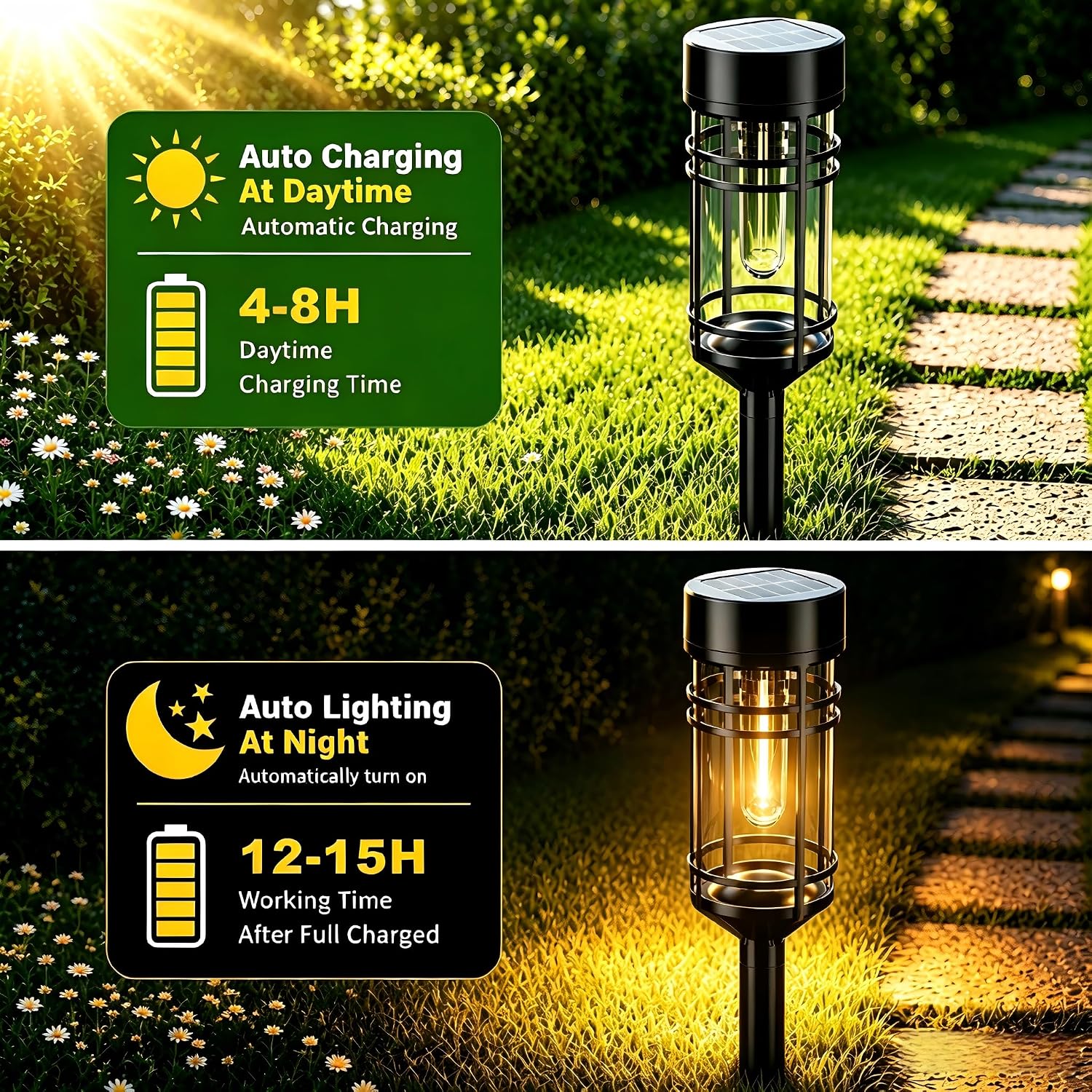 Thumbnail 3 de Amzarp 8 Pack Solar Garden Lights: Bright 3000K Warm White LED Pathway Lights