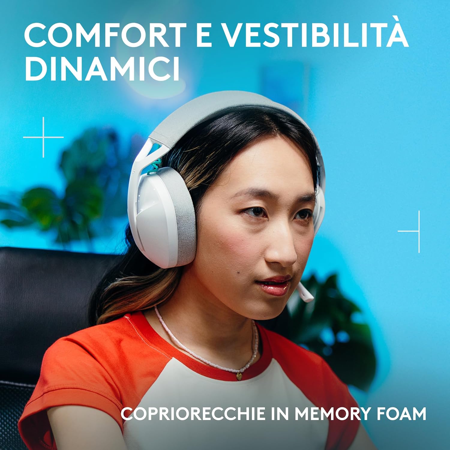 Detalle de Logitech G G321 LIGHTSPEED: cuffia gaming wireless con Bluetooth, comfort dinamico e audio dettagliato