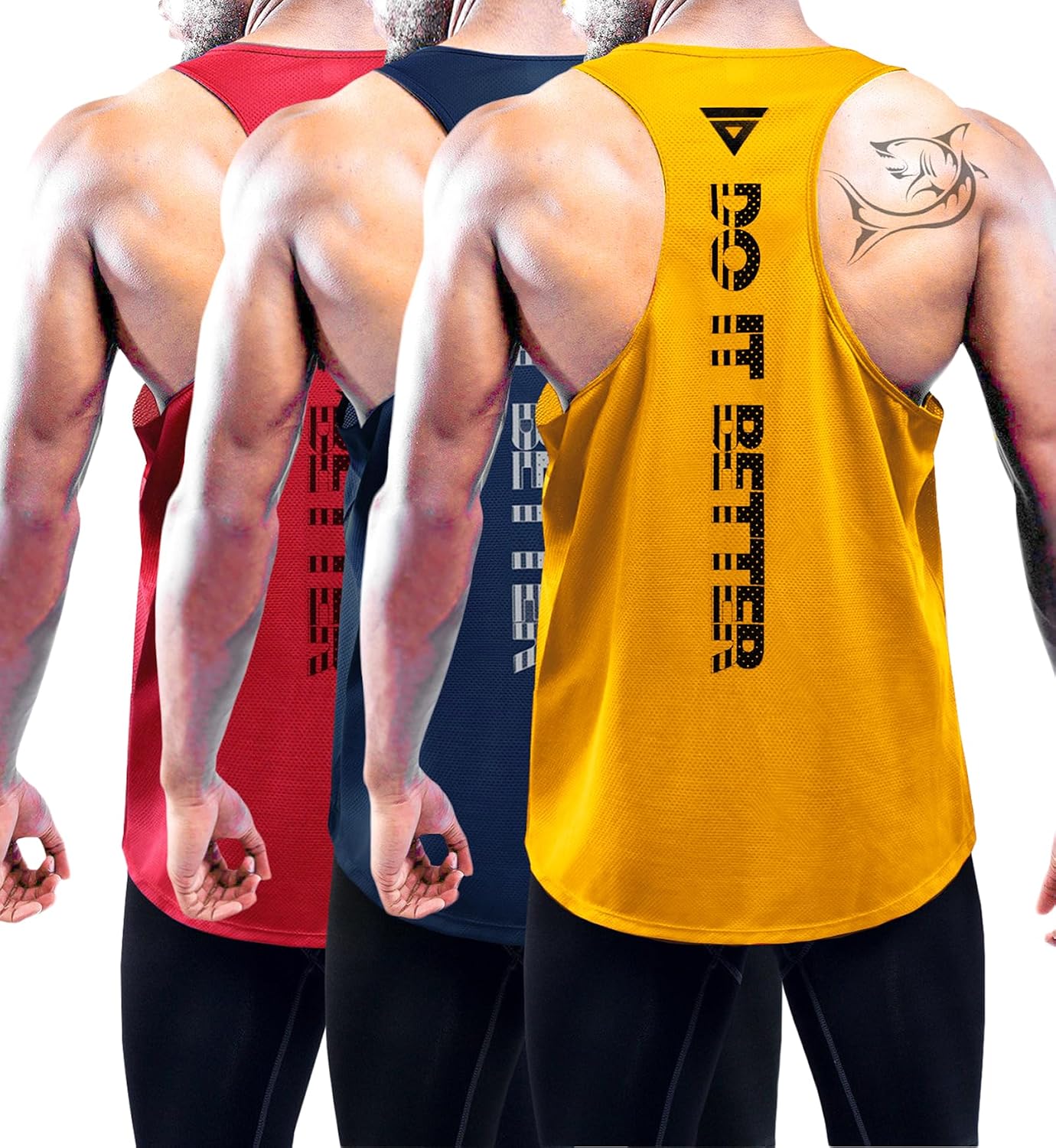 Detalle de Boyzn Men’s Y-Back Workout Tank Tops (1 or 3 Pack) – Dry-Fit Mesh Sports Vest for Gym, Running & Training