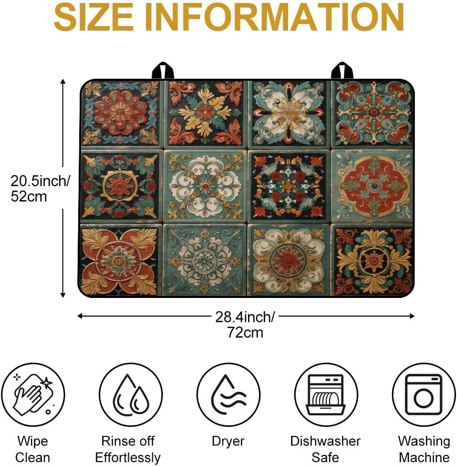 Detalle de Cmialusie ZTHY260419005 Vintage Tile Stove Top Cover, 28.35 x 20.47 in