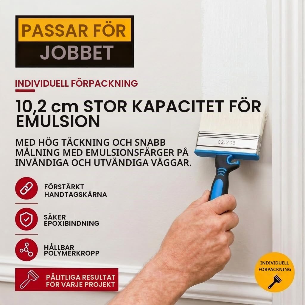 Detalle de Fit For The Job fasadpensel 100 mm med syntetborst för latexfärg