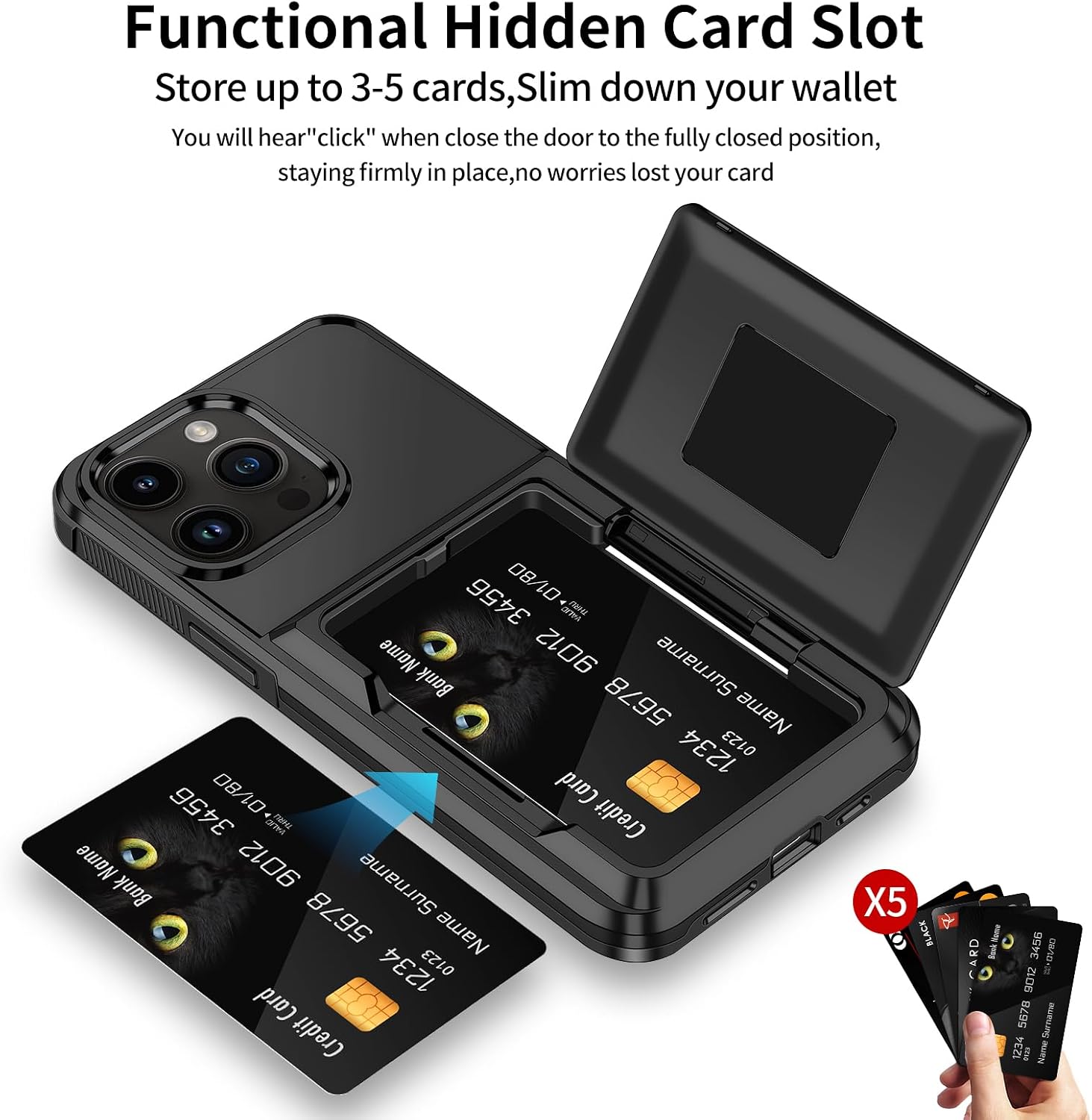 Detalle de Aolcev iPhone 14 Pro Case with Card Holder: Heavy-Duty, Slim Wallet Solution