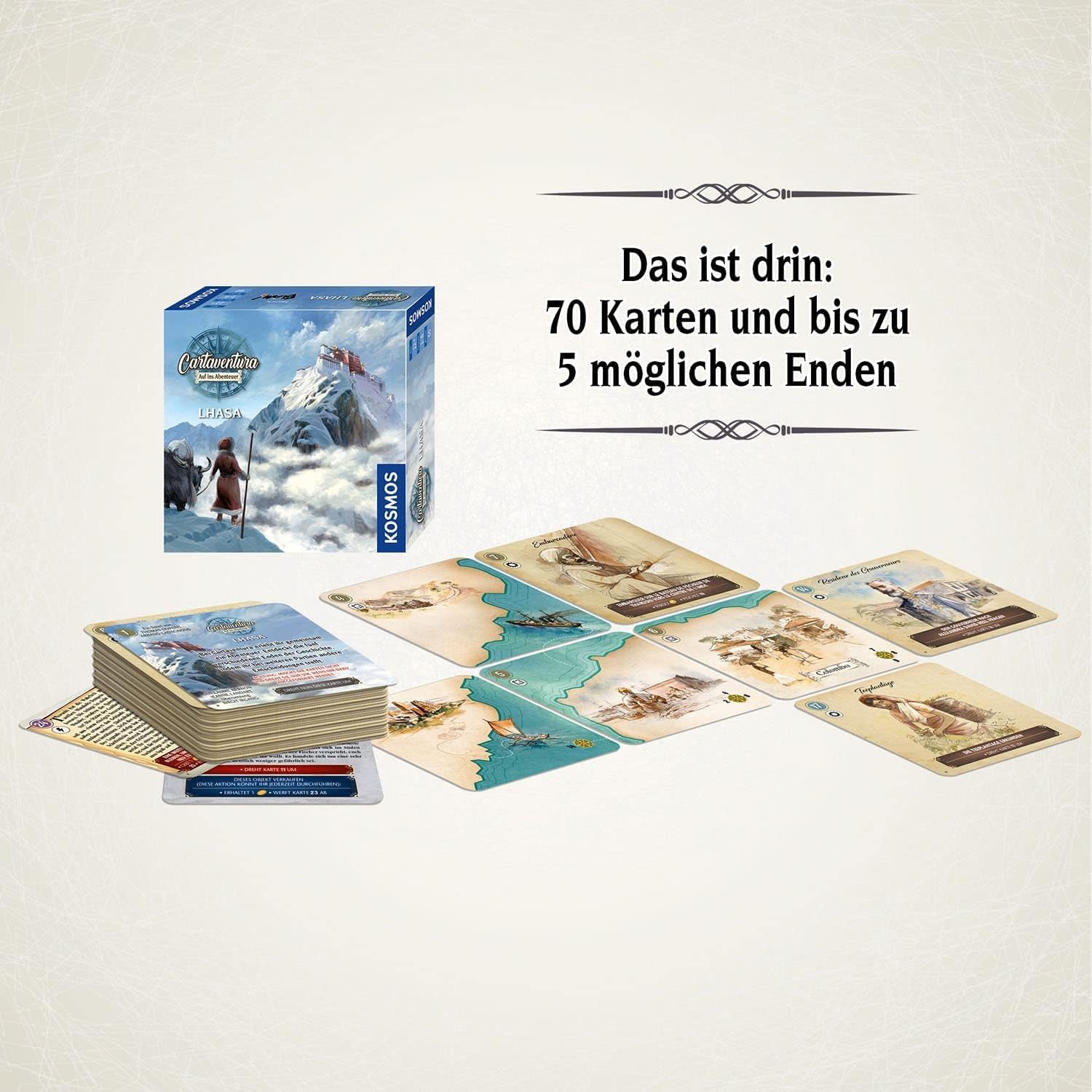 Thumbnail 2 de Kosmos Cartaventura Lhasa (682521) – Abenteuer-Spiel mit mehreren Enden für 1–6 Personen ab 12 Jahren