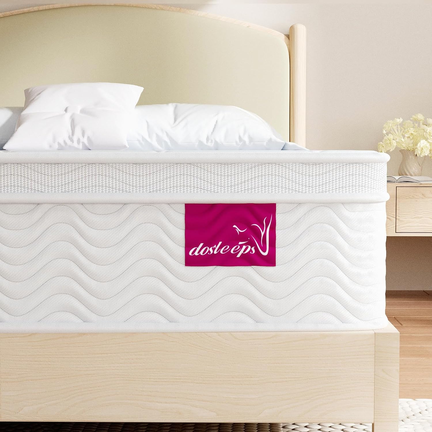 Detalle de dosleeps King Size Mattress 5FT (150x200x27cm) – Extra Thick Memory Foam & Pocket Sprung, Medium Firm 9‑Zone Support