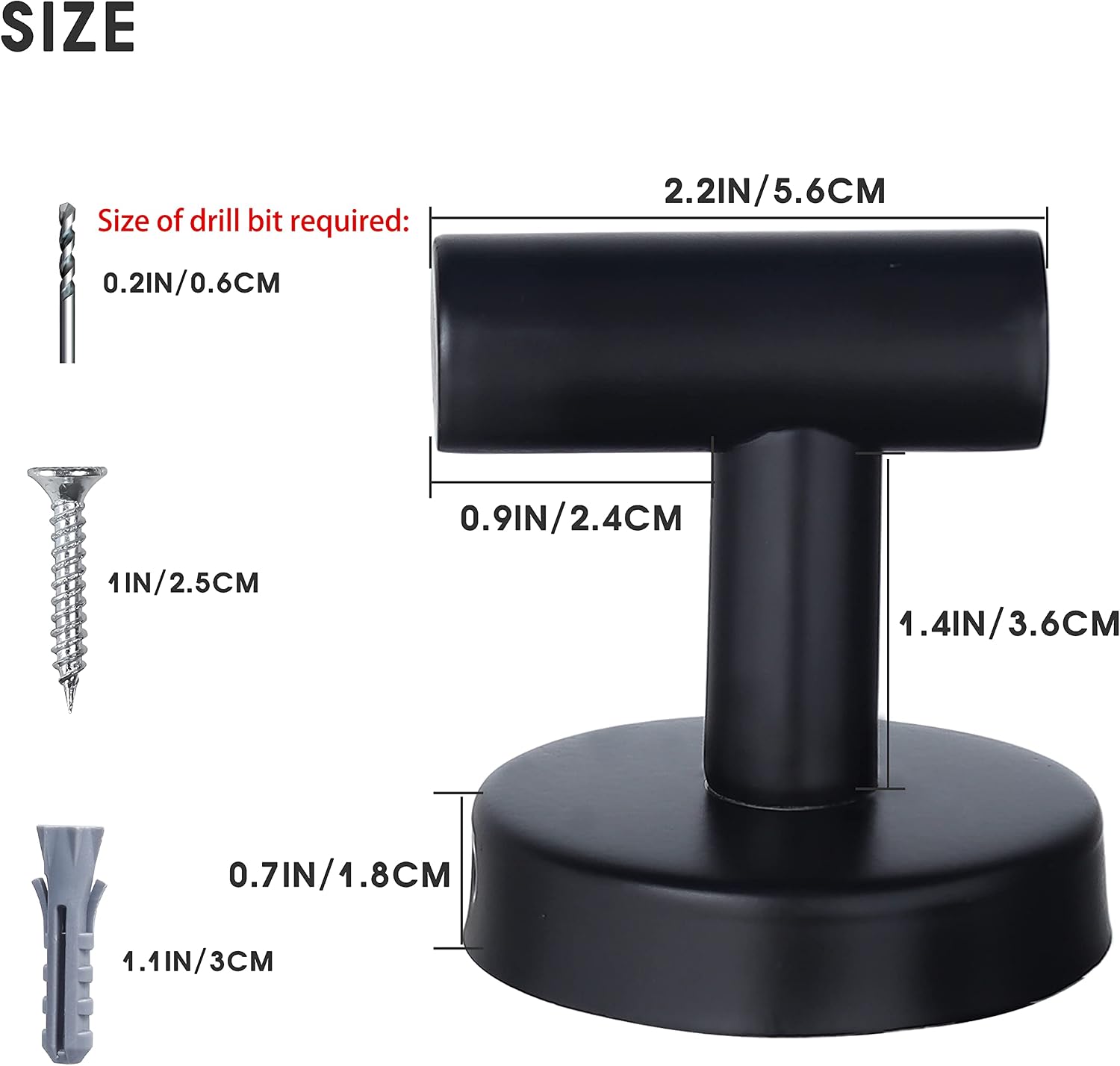 Detalle de Homagic 01 Wall-Mounted Towel Hooks, Black Stainless Steel, 4-Pack