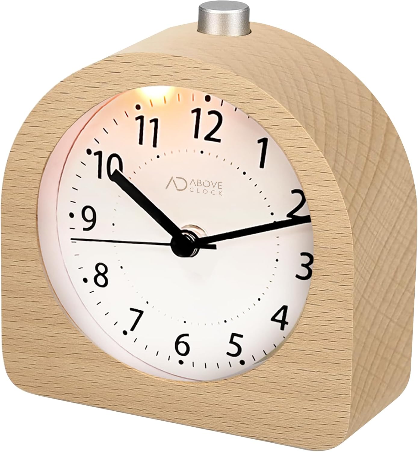Detalle de aboveClock S01-A analoge houten wekker met sluimerfunctie en nachtlicht