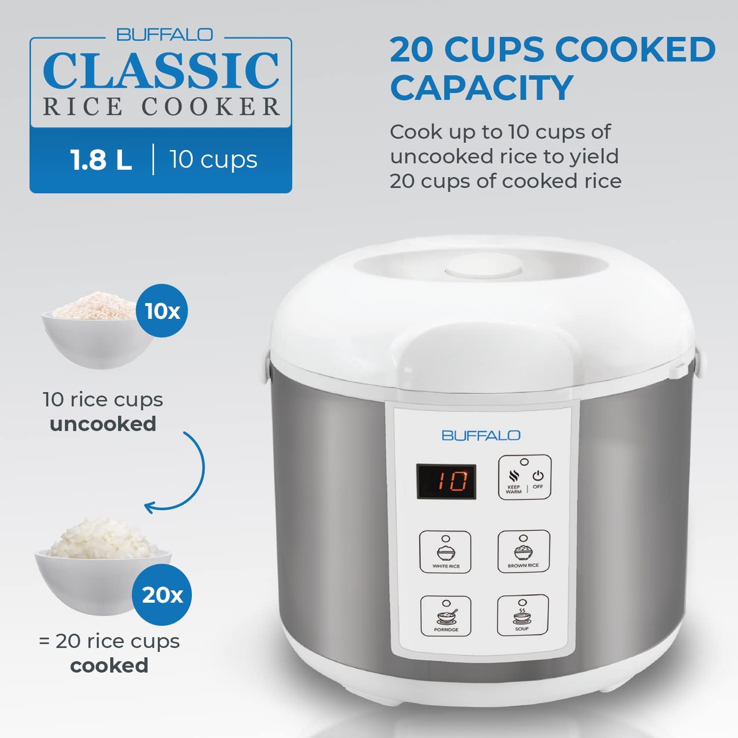 Thumbnail 1 de Buffalo Classic Rice Cooker 10-Cup rice cooker 🍚
