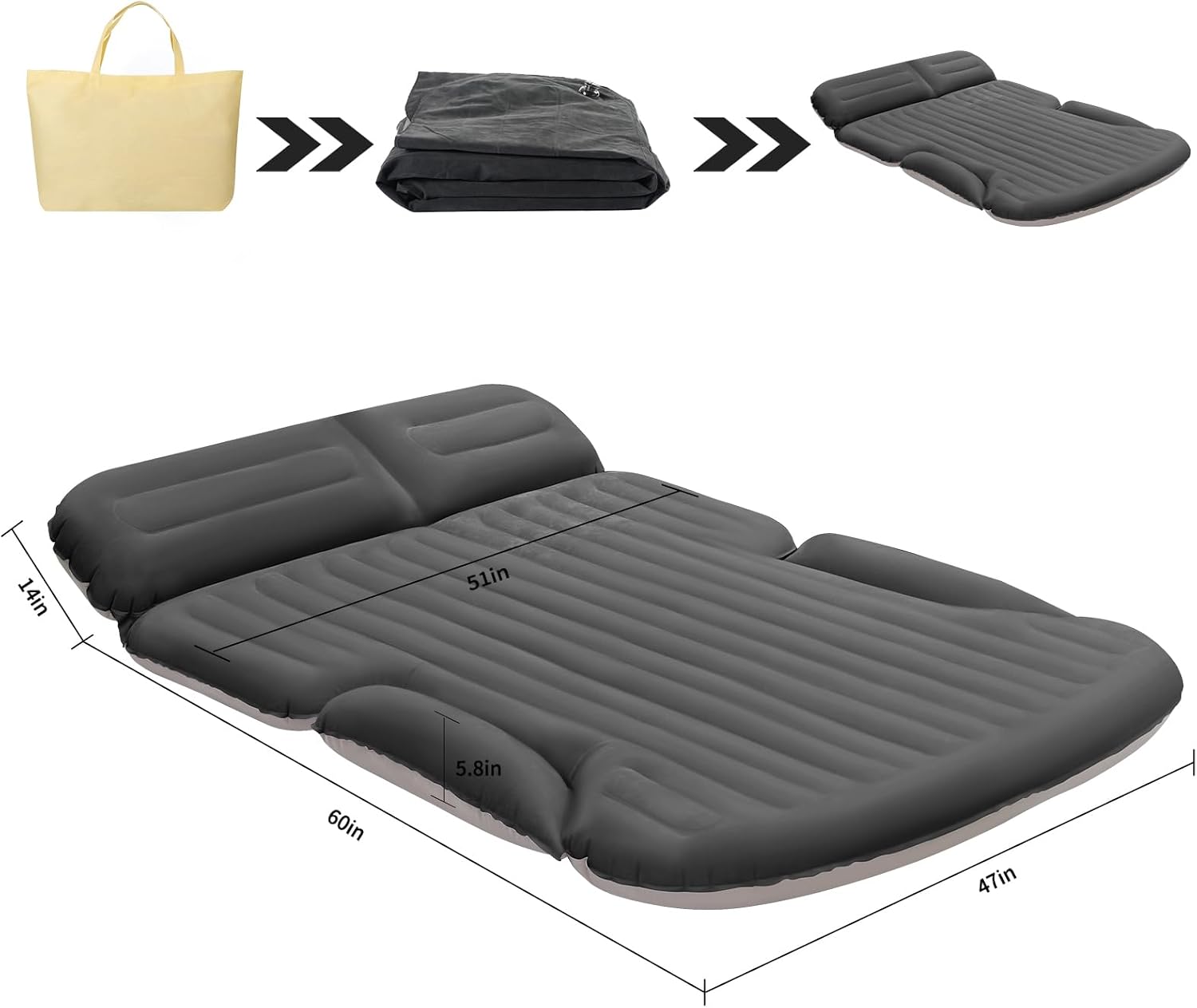 Thumbnail 6 de KMZ KMZL001-2 SUV Air Mattress with Double-Sided Flocking, Pump and 2 Pillows