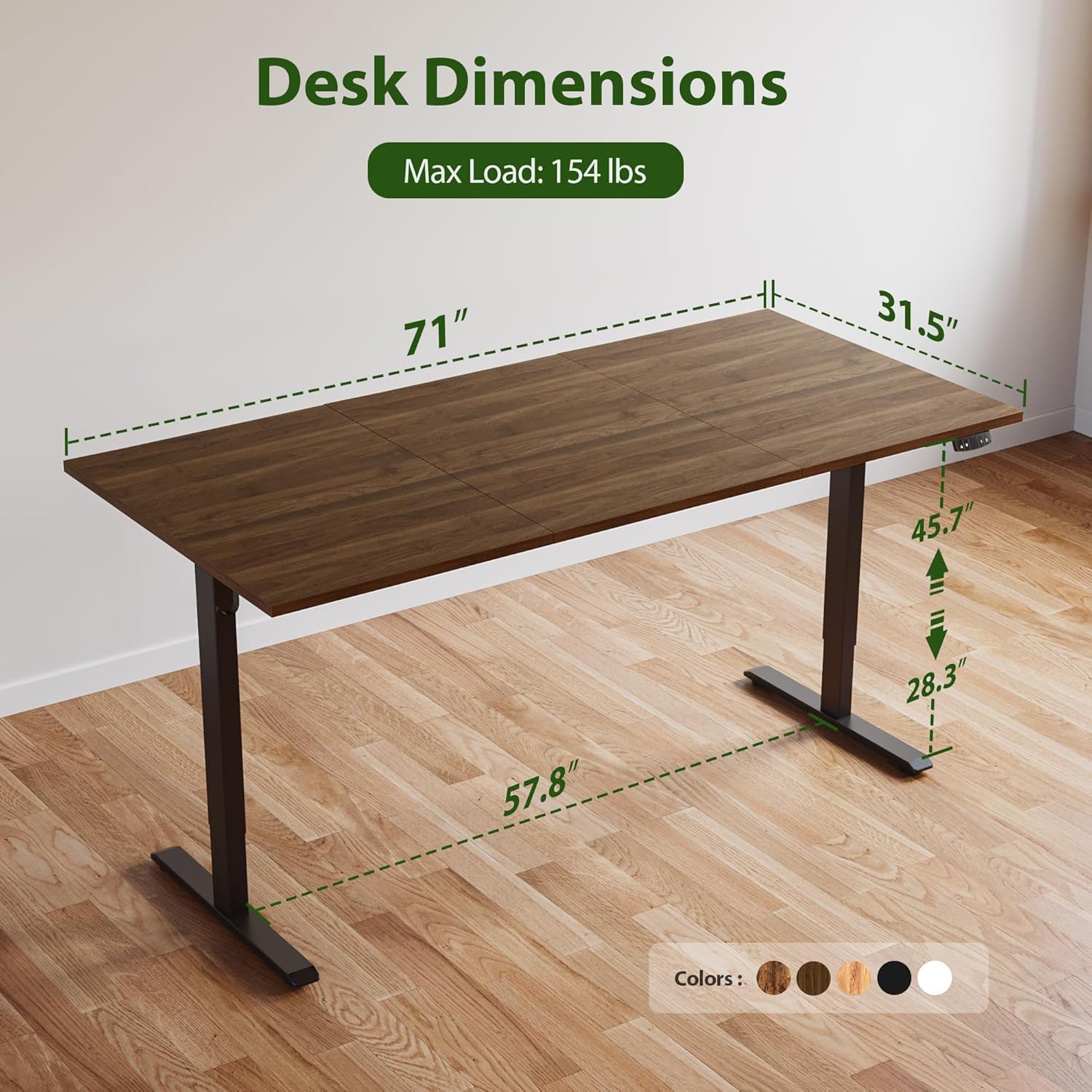 Thumbnail 2 de Agilestic Electric Standing Desk (71 x 24 in) with Height Memory Presets, Dark Walnut