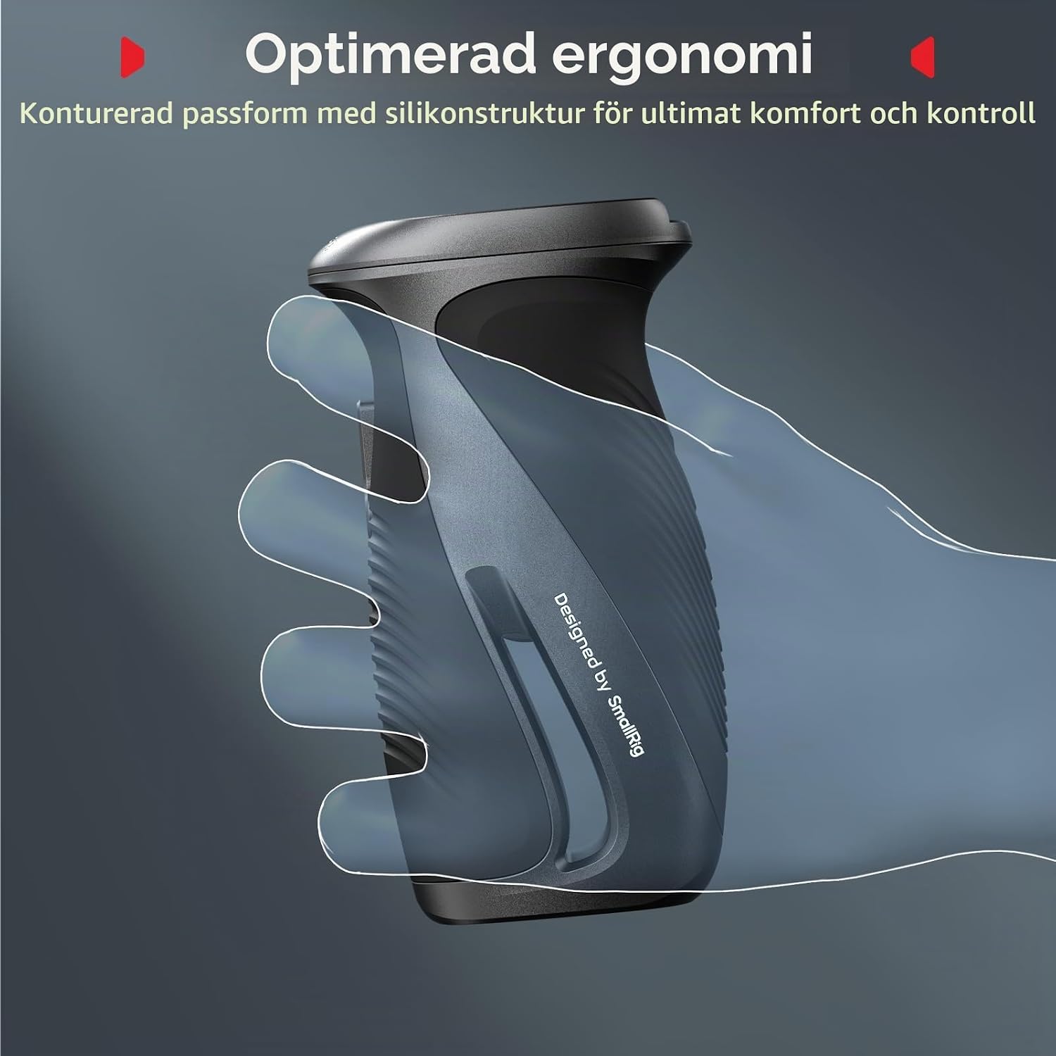 Detalle de SMALLRIG 5160 roterande sidohandtag med NATO-klämma och silikongrepp