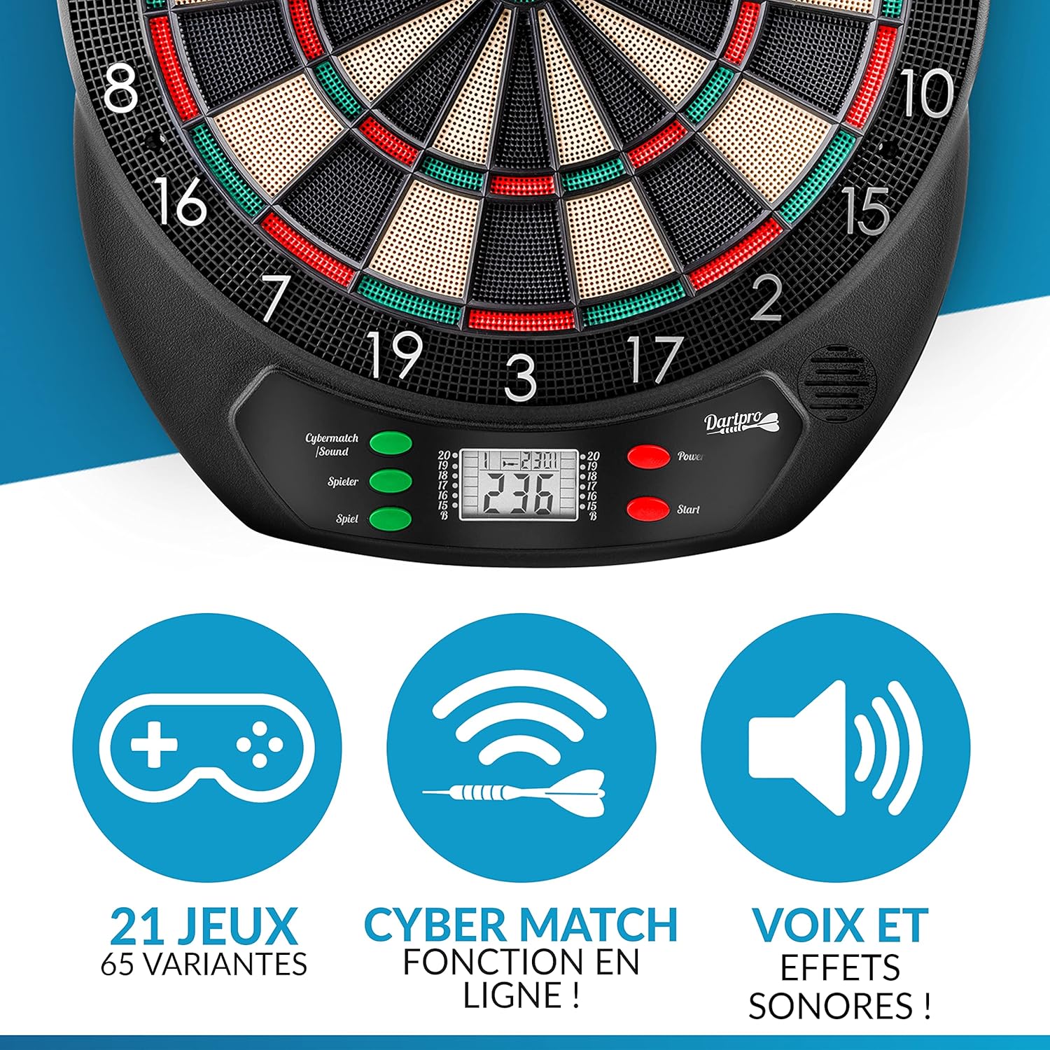 Thumbnail 2 de DartPro Cible électronique sans fil avec 6 fléchettes — Ensemble tout-en-un pour 1 à 8 joueurs