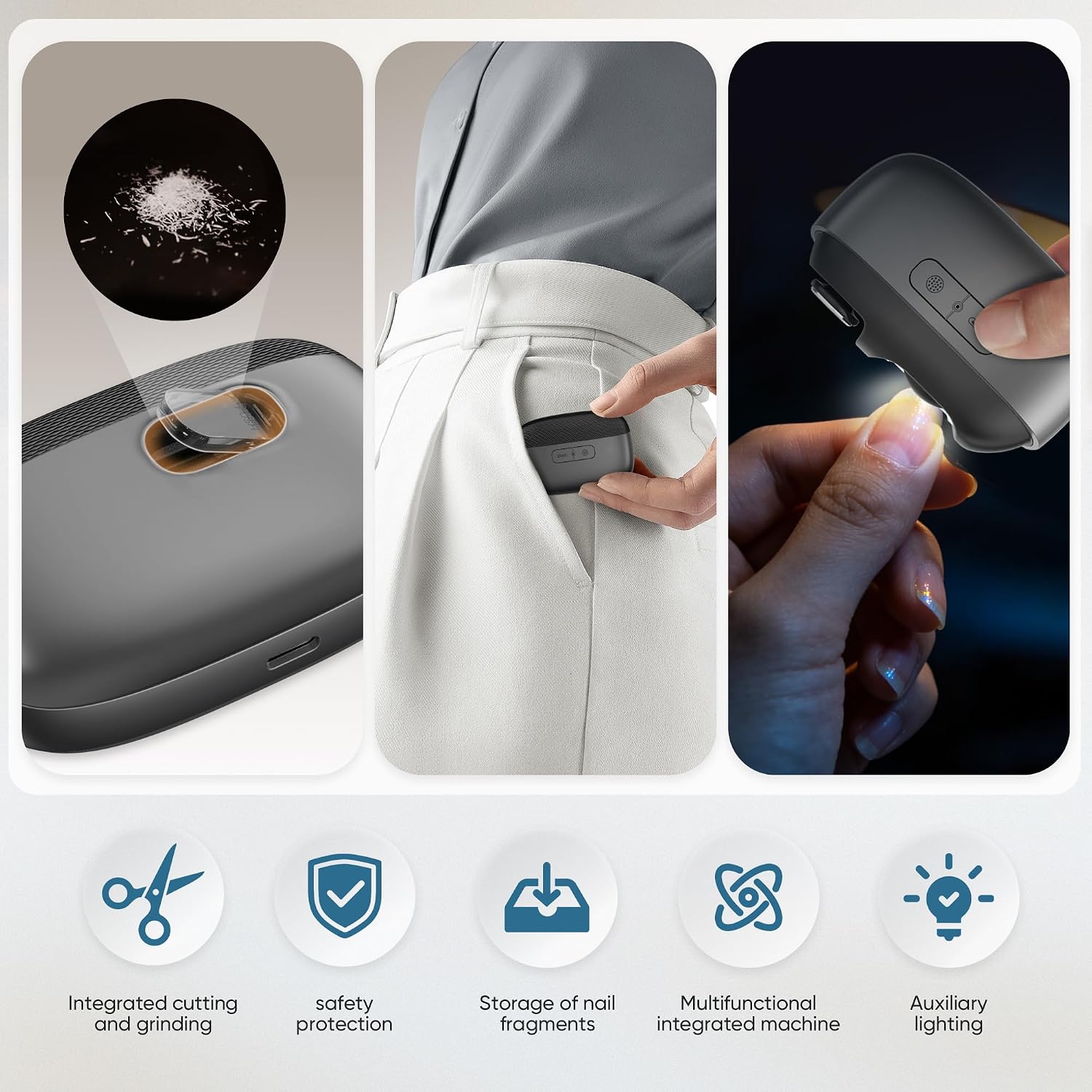 Thumbnail 6 de Electric Nail Clippers: 2026 Upgraded Safe Automatic Nail Trimmer & Grinder with LED Light